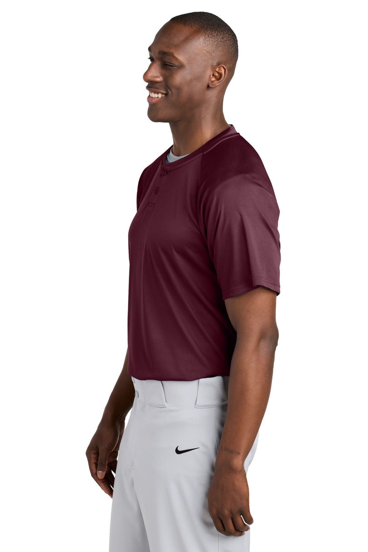Maroon Sport-Tek PosiCharge Competitor 2-Button Henley ST359
