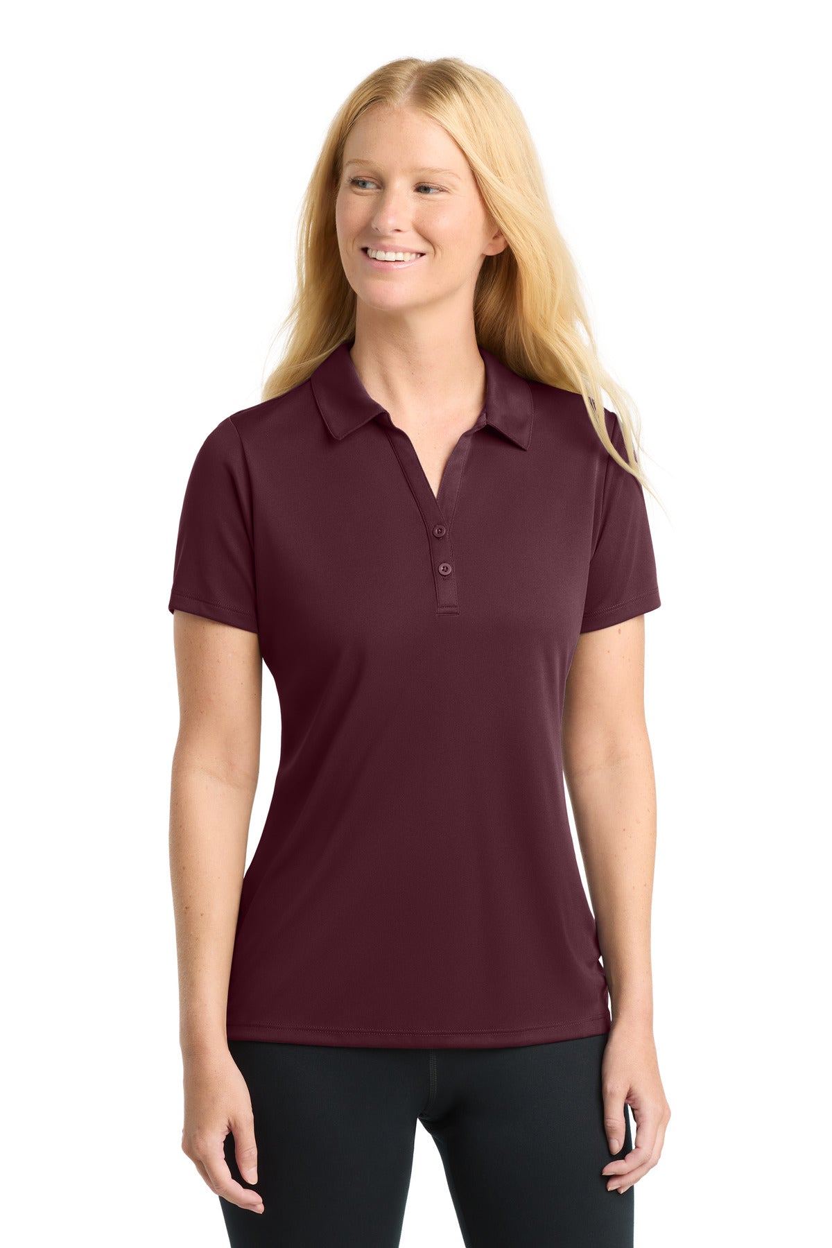 Maroon Sport-Tek Women's PosiCharge Competitor Polo. LST550