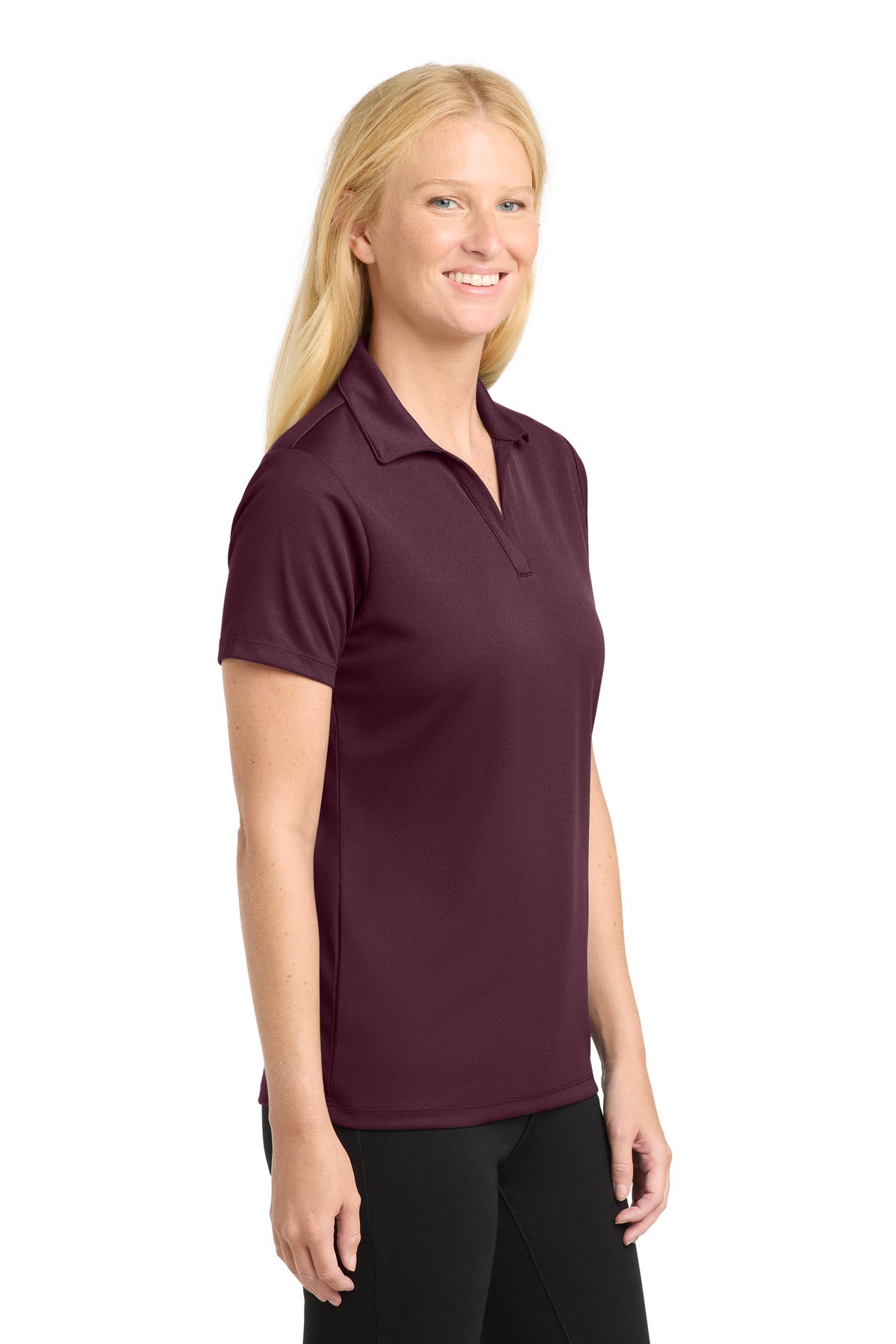 Maroon Sport-Tek Women's PosiCharge RacerMesh Polo. LST640
