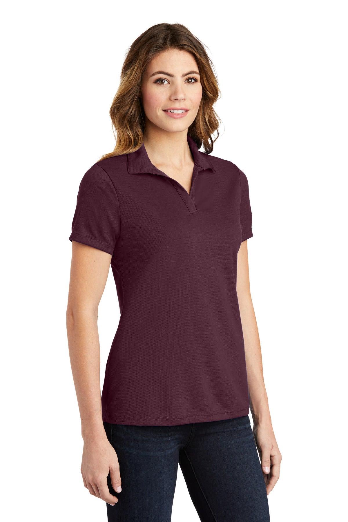 Maroon Sport-Tek Women's PosiCharge RacerMesh Polo. LST640