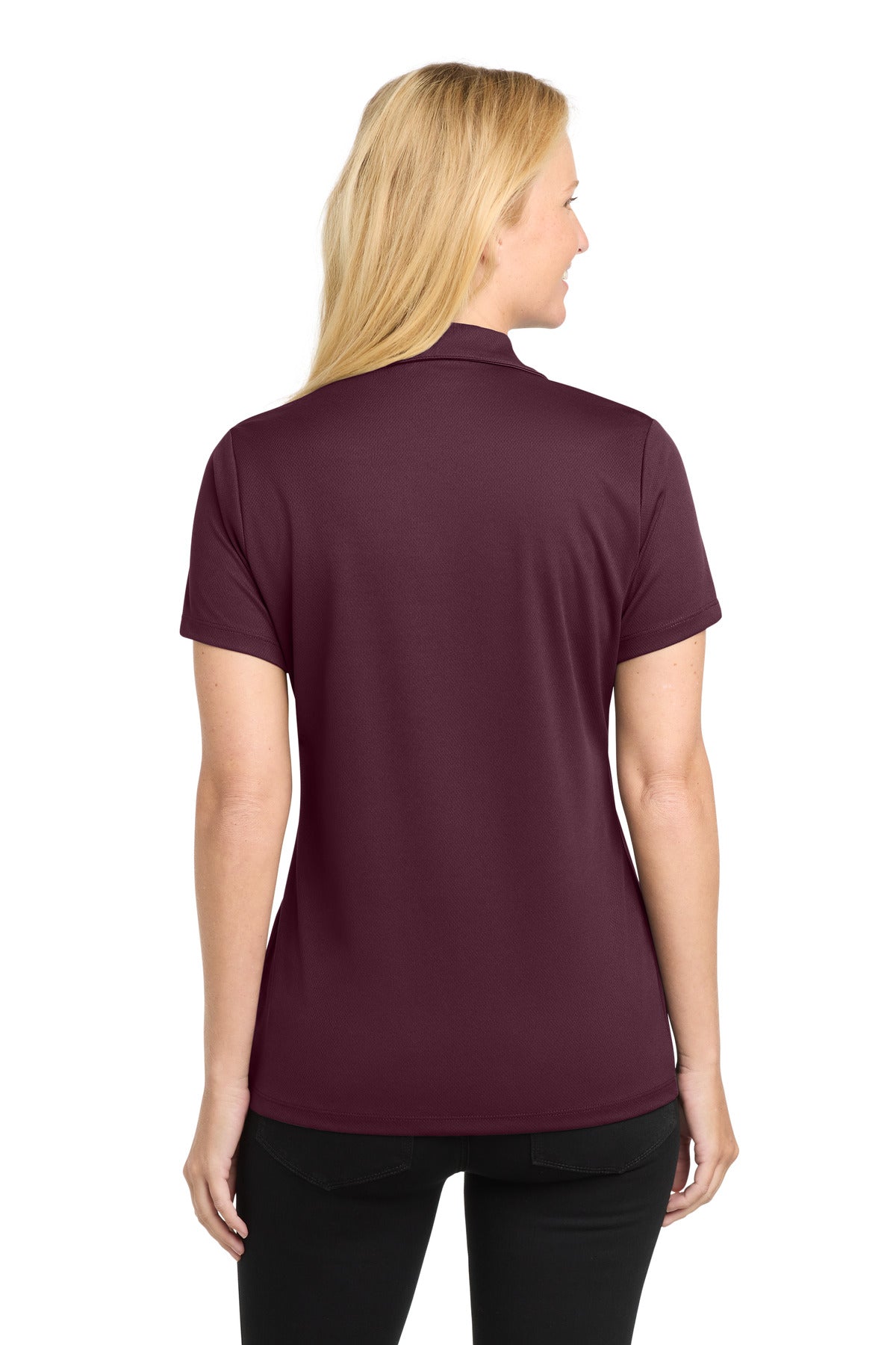Maroon Sport-Tek Women's PosiCharge RacerMesh Polo. LST640