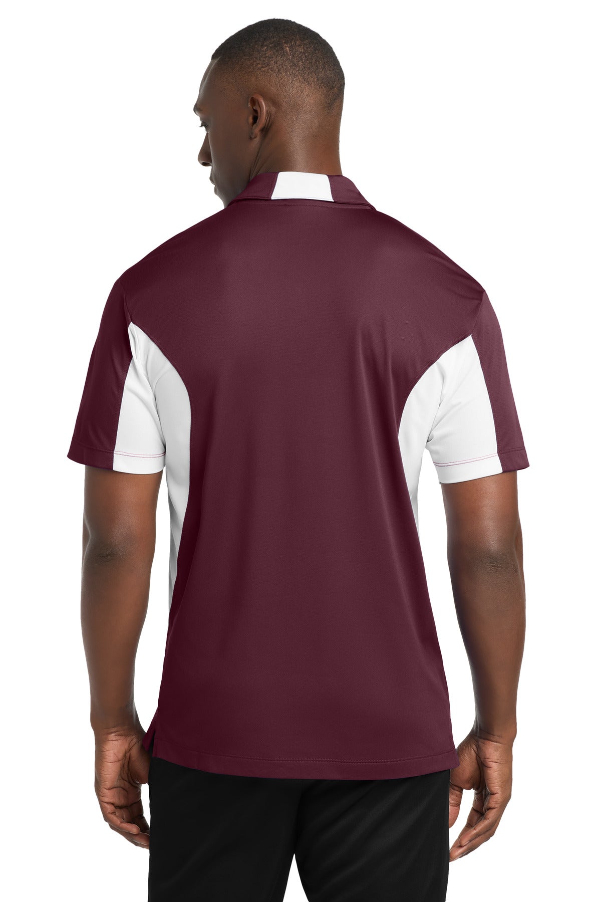 Maroon/White Sport-Tek Side Blocked Micropique Sport-Wick Polo. ST655