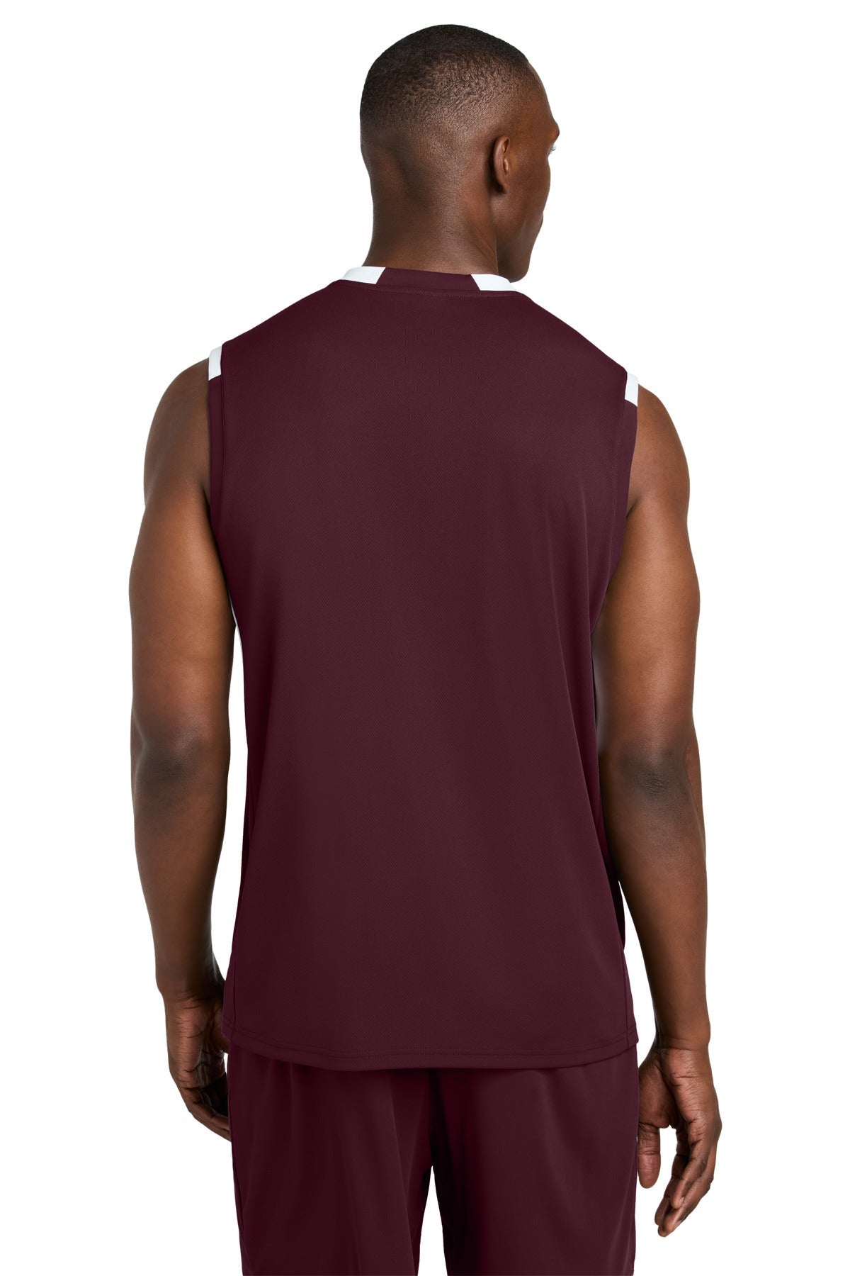 Mar/White Sport-Tek Club Sleeveless V-Neck ST441