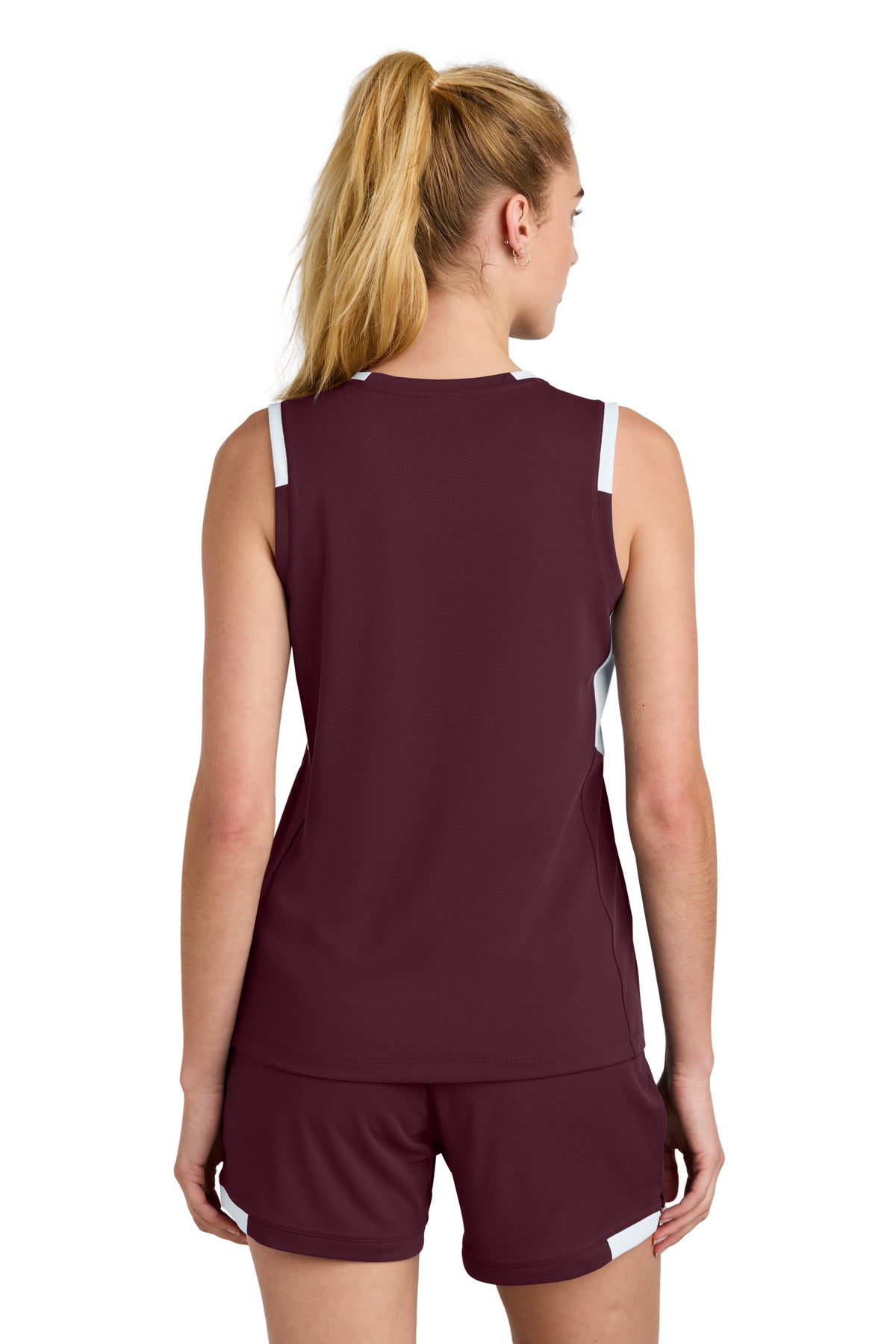 Mar/White Sport-Tek Women's Club Sleeveless V-Neck LST441
