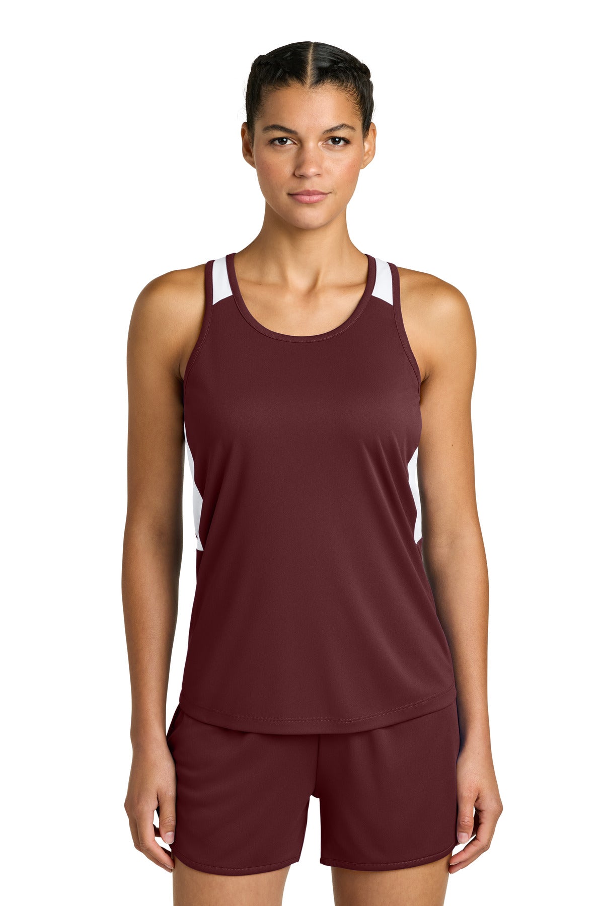 Mar/White Sport-Tek Women's Club Track Tank LST446