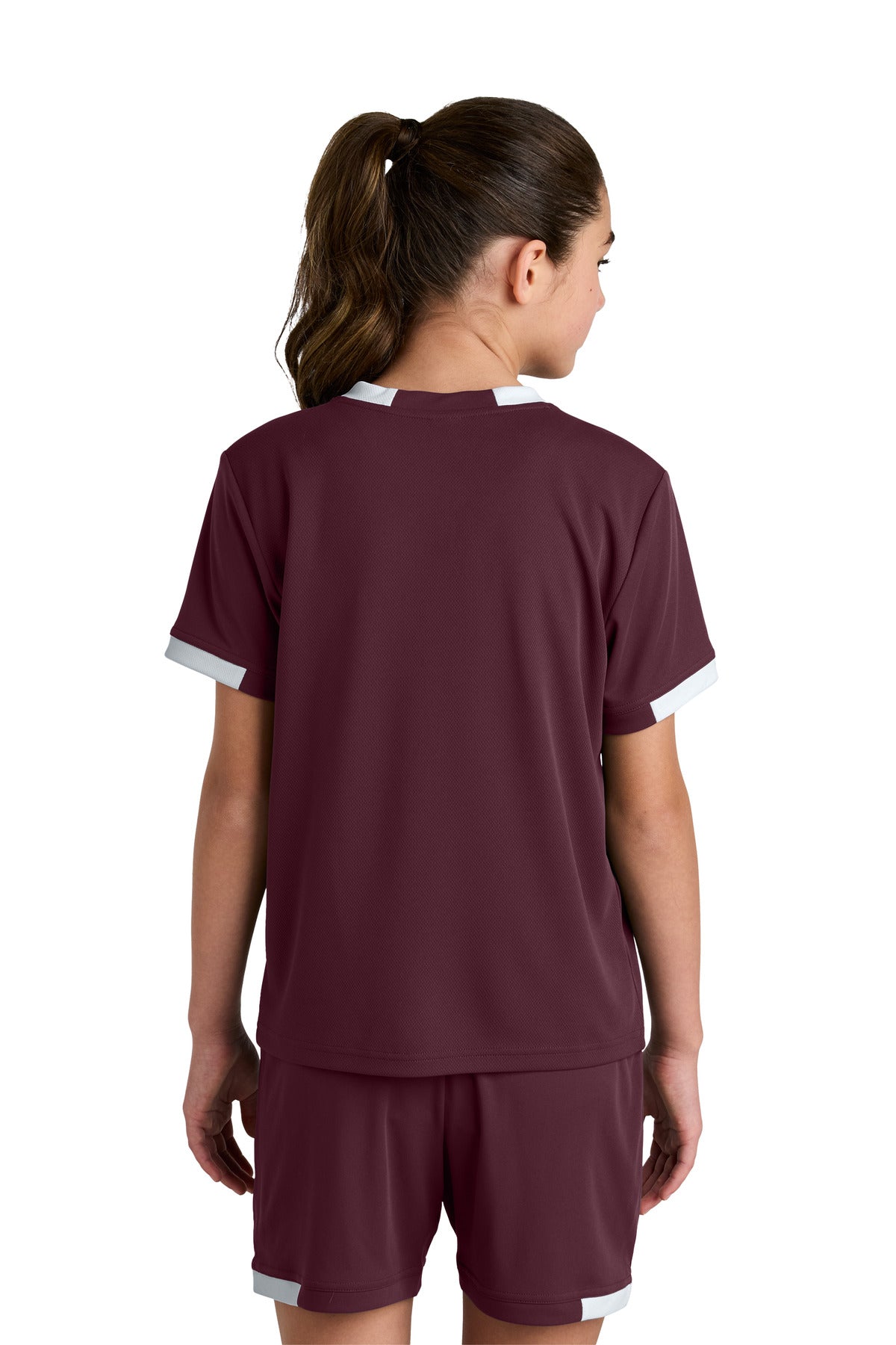 Mar/White Sport-Tek Youth Club Short Sleeve Crew YST440