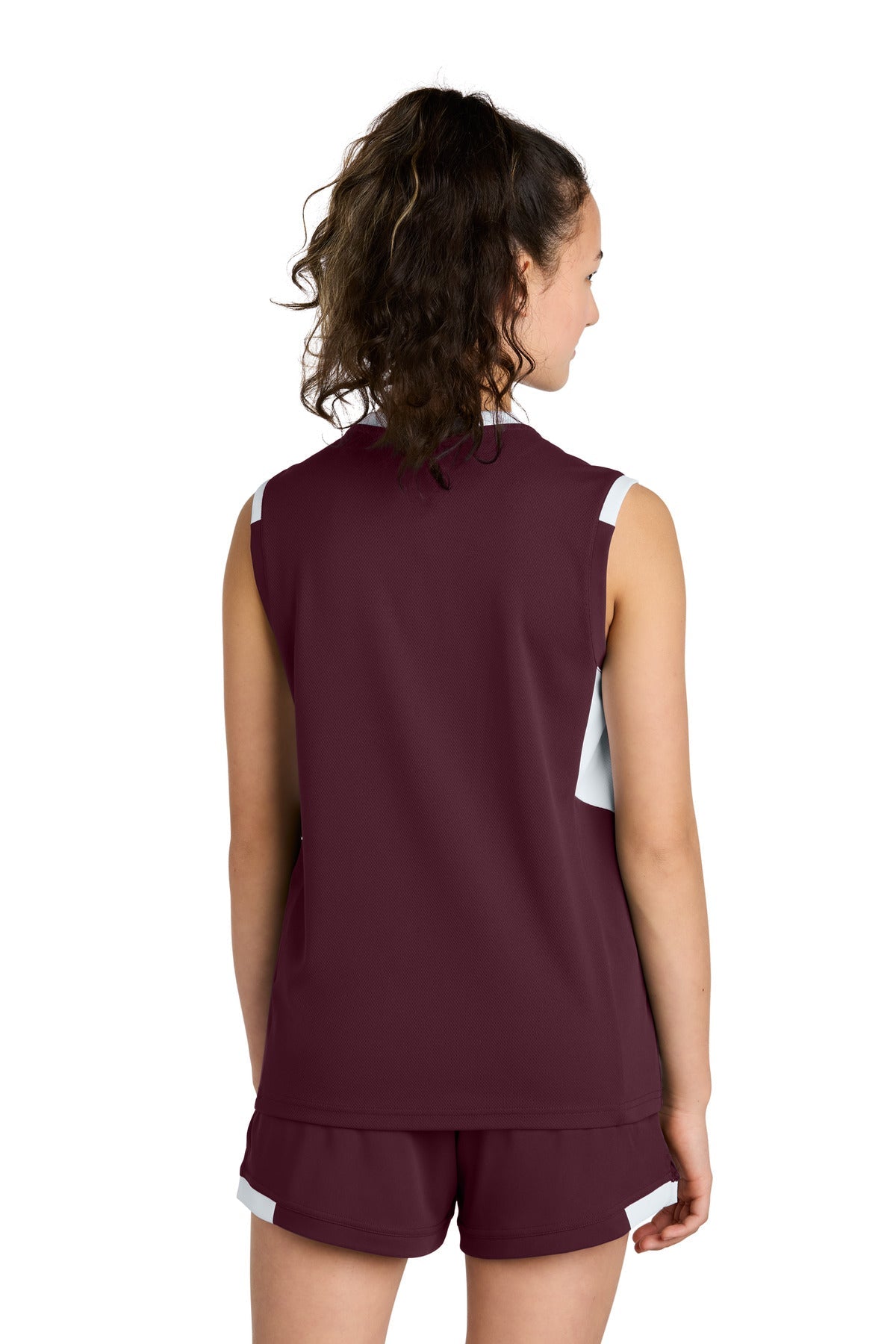 Mar/White Sport-Tek Youth Club Sleeveless V-Neck YST441