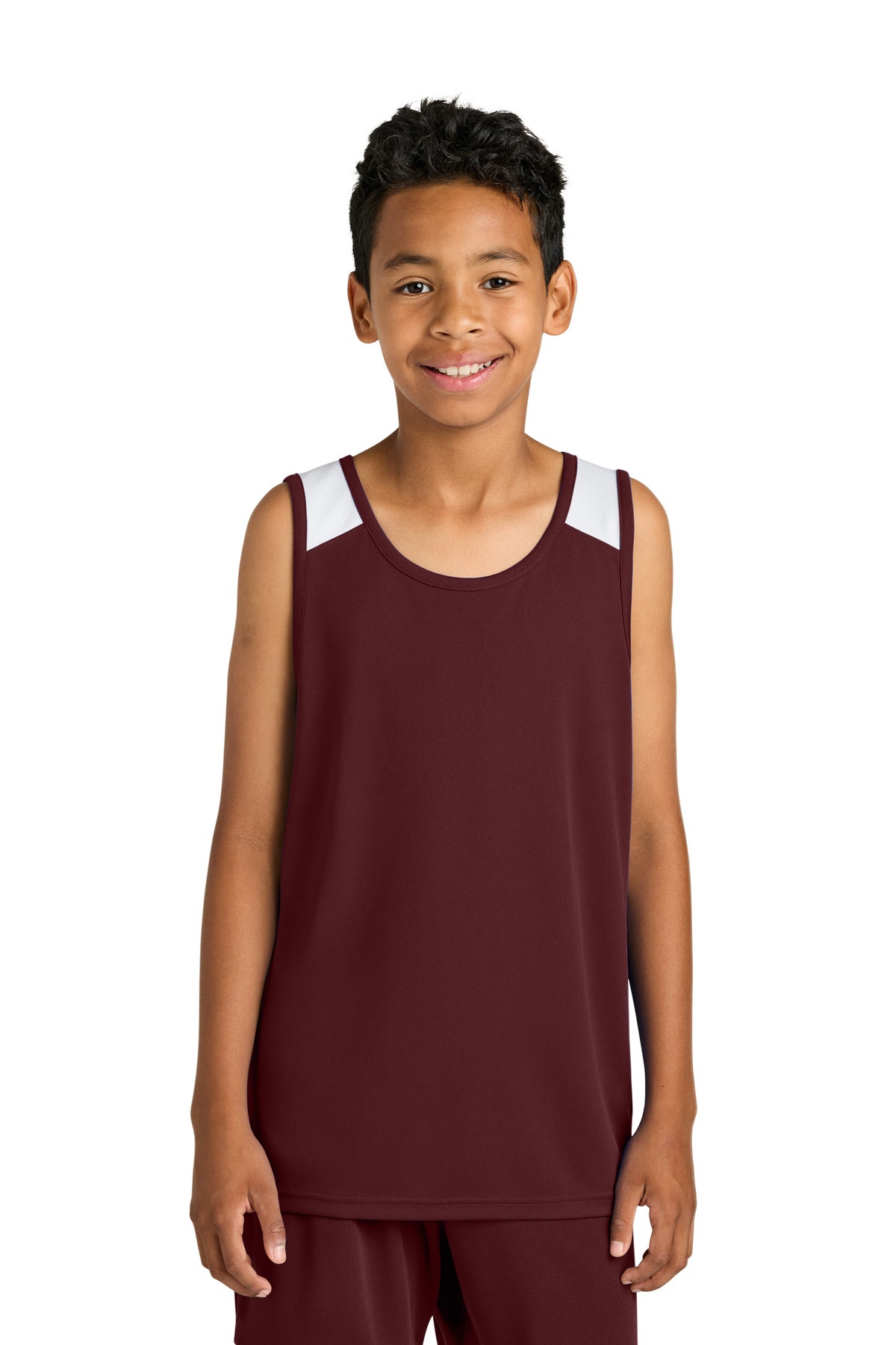 Mar/White Sport-Tek Youth Club Track Tank YST446