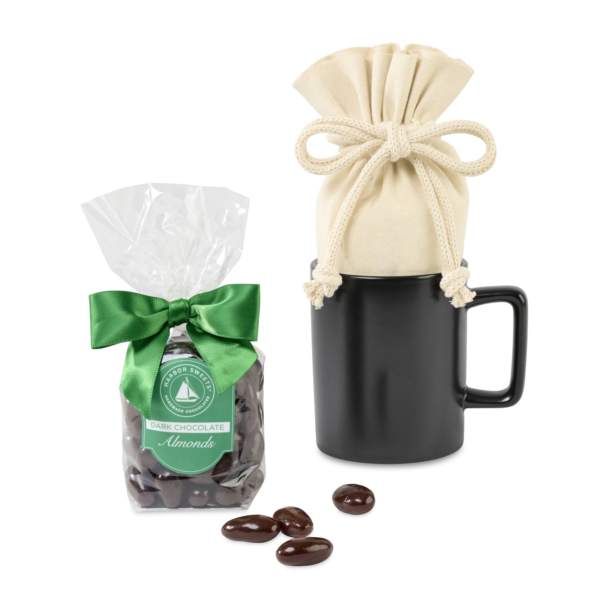 Matte Black Harbor Sweets Chocolate Covered Almonds Mug Stuffer plain
