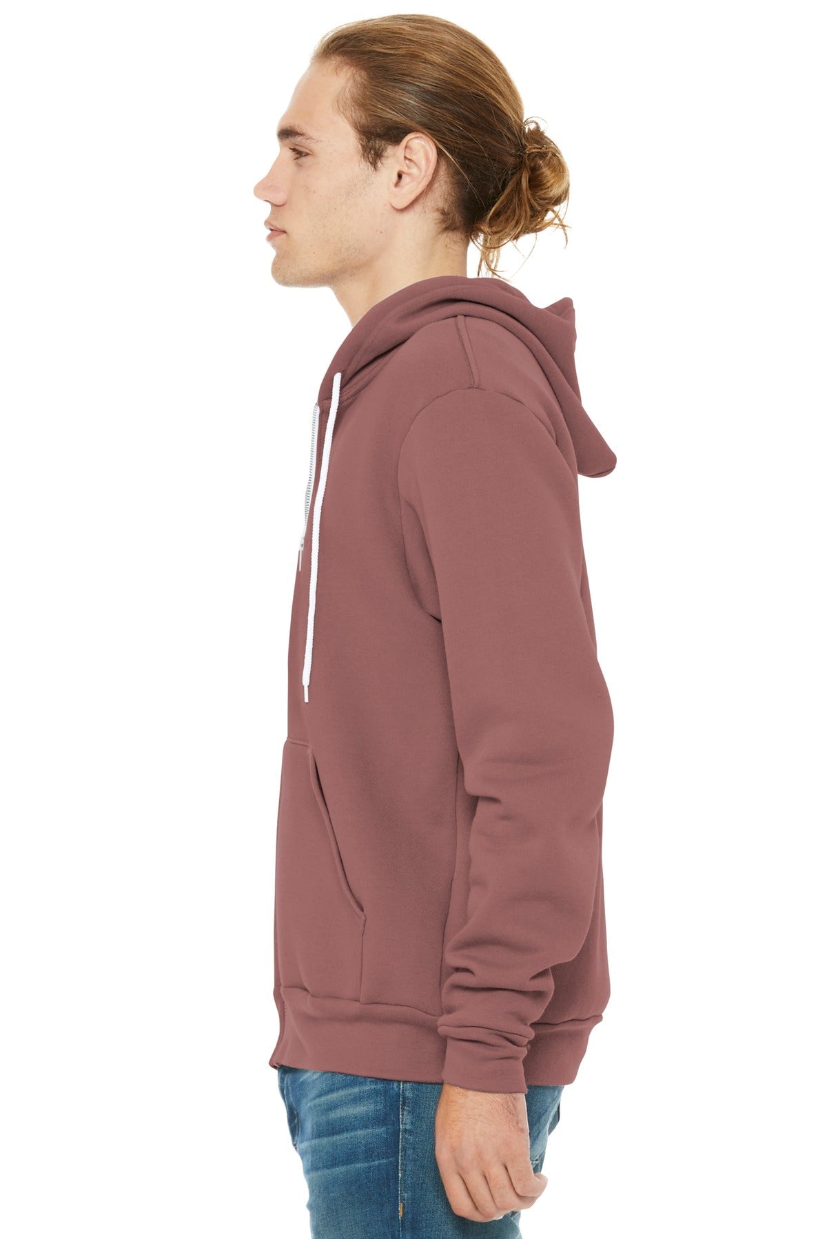 Mauve BELLA+CANVAS Unisex Sponge Fleece Full-Zip Hoodie. BC3739