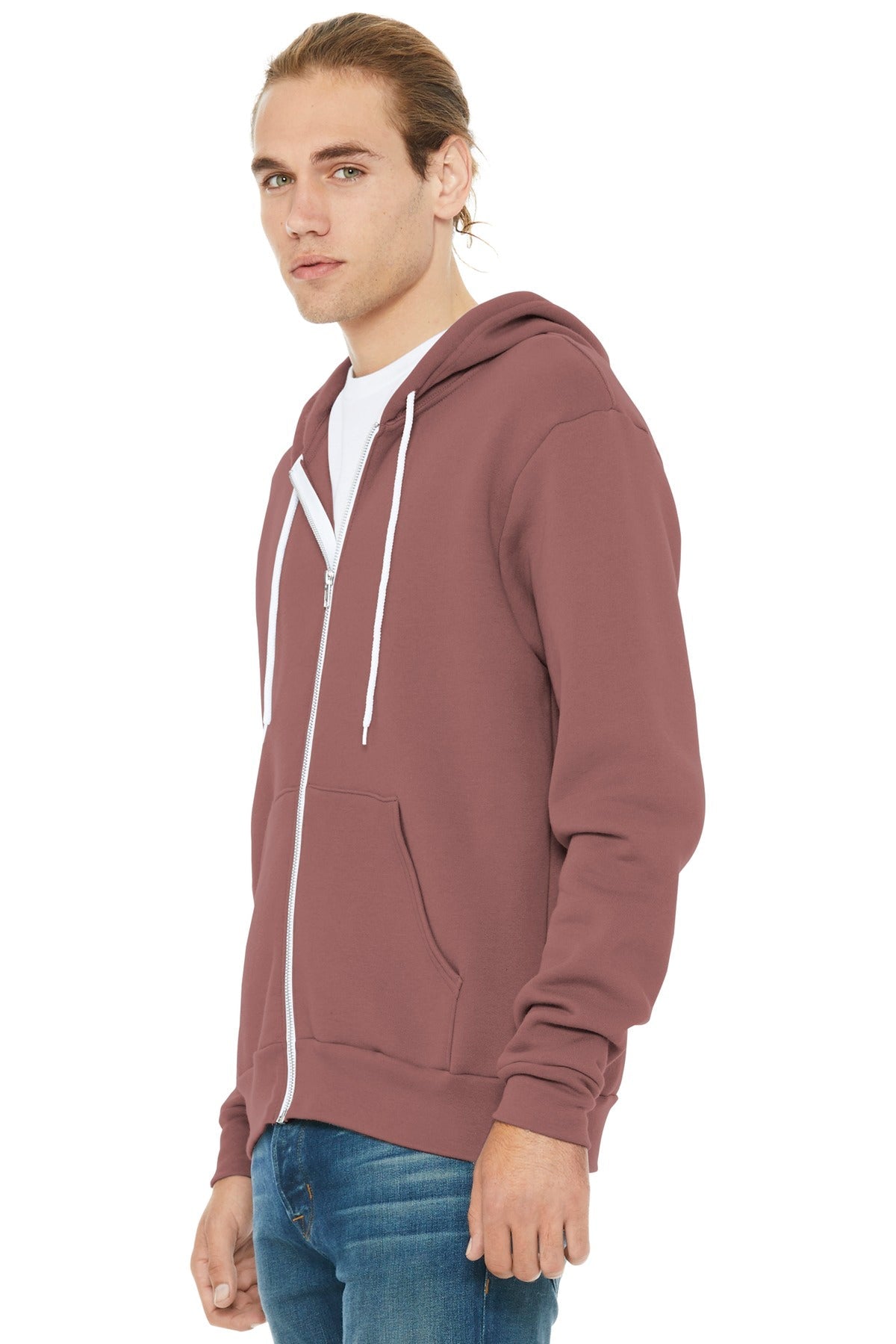 Mauve BELLA+CANVAS Unisex Sponge Fleece Full-Zip Hoodie. BC3739