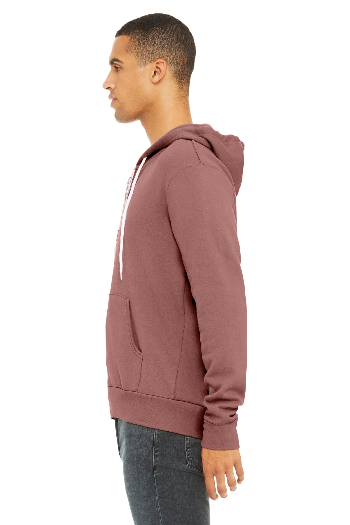 Mauve BELLA+CANVAS Unisex Sponge Fleece Full-Zip Hoodie. BC3739