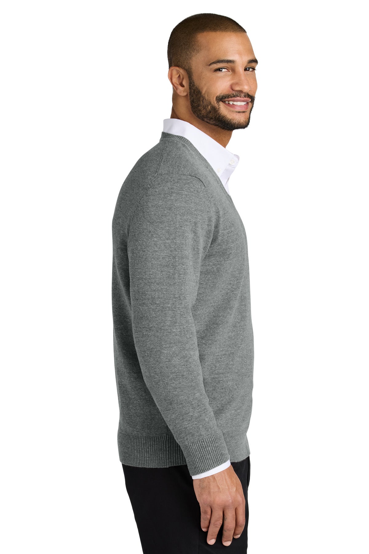 MdHtGrey Port Authority Easy Care V-Neck Sweater SW2850