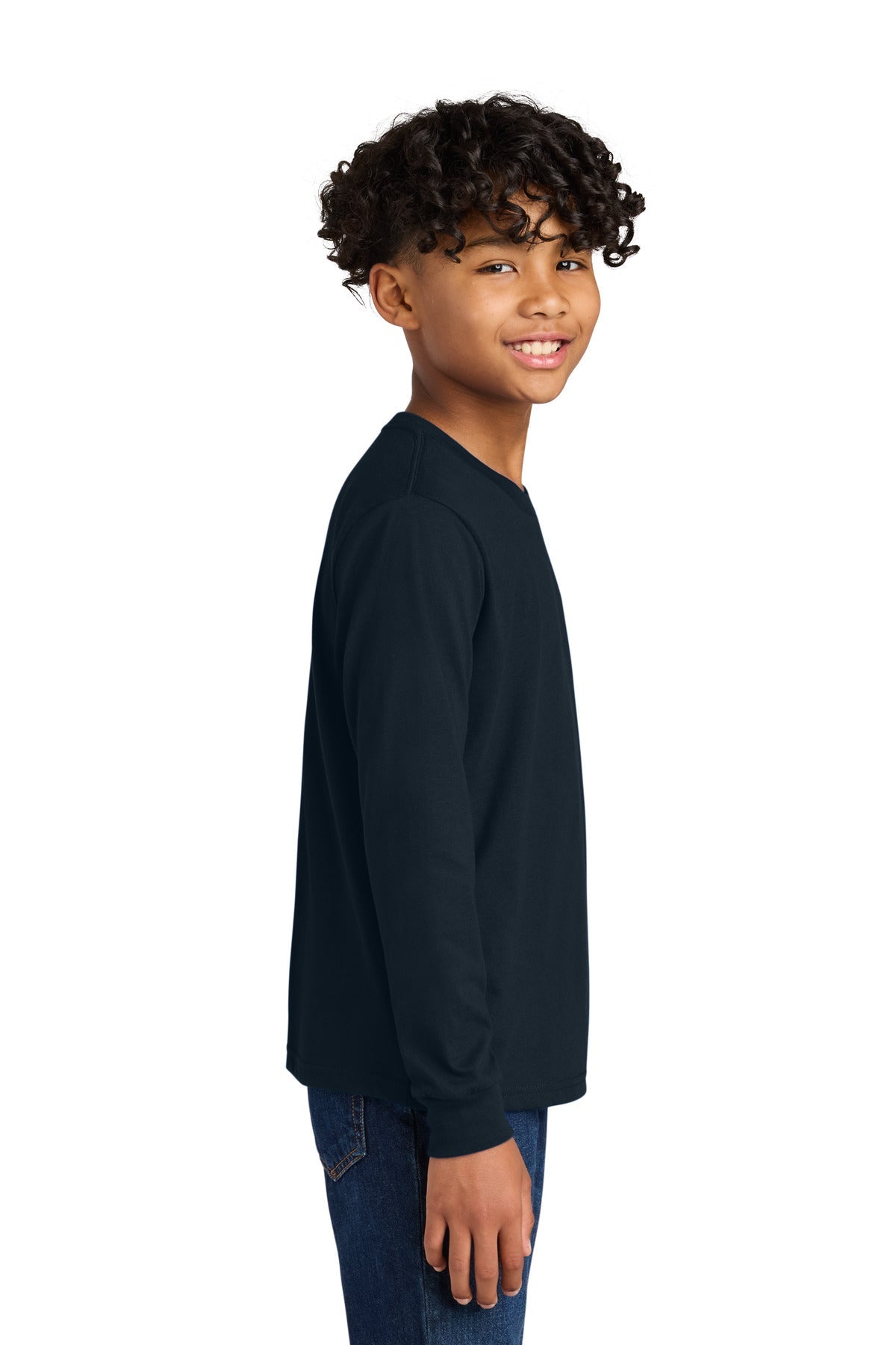 MdntNavy Next Level Apparel Youth Cotton Long Sleeve Tee NL3311