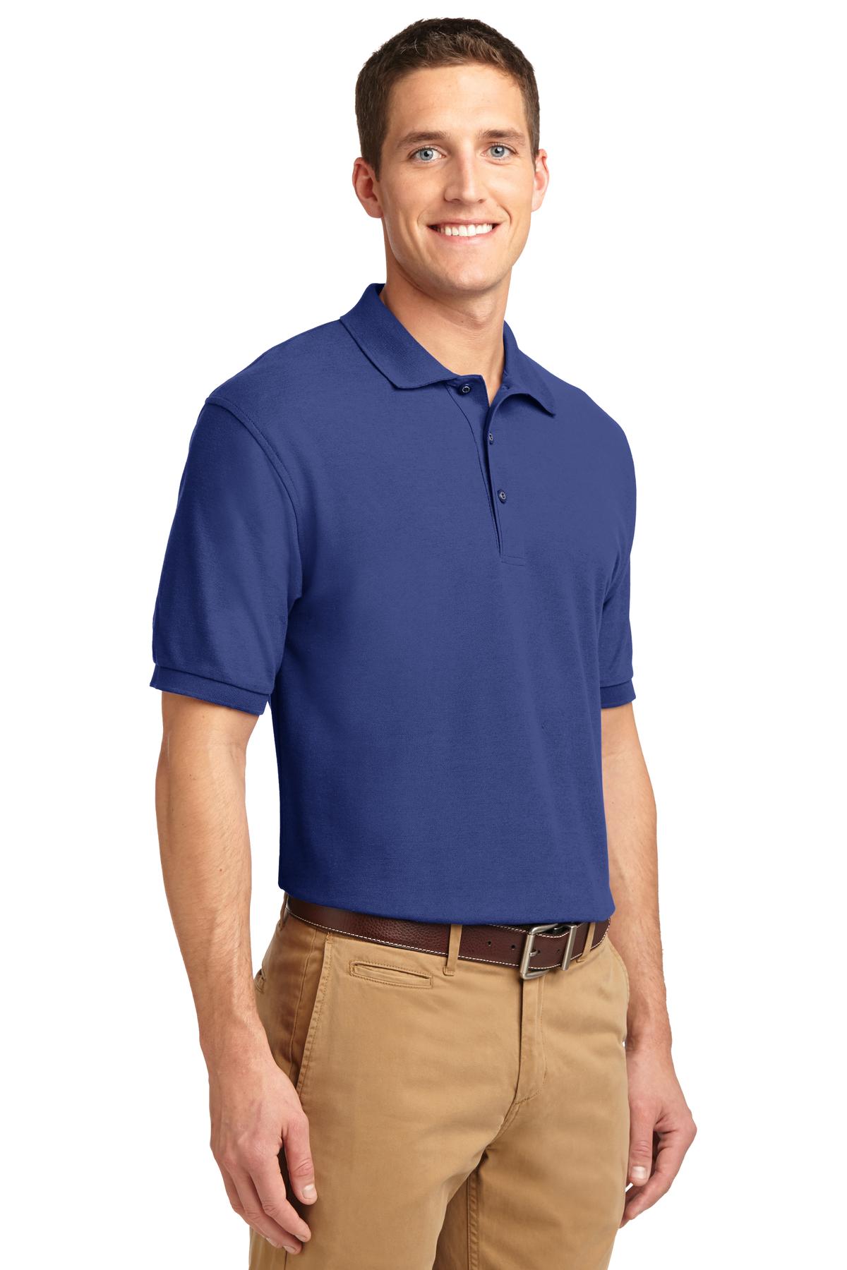 Med. Blue Port Authority Extended Size Silk Touch Polo K500ES
