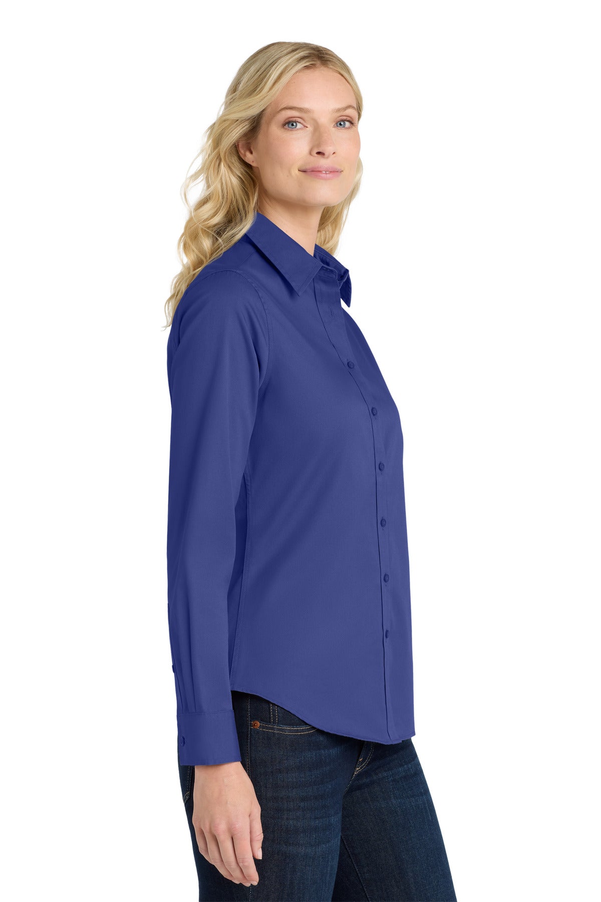 Medit. Blue Port Authority Women's Long Sleeve Easy Care Shirt. L608