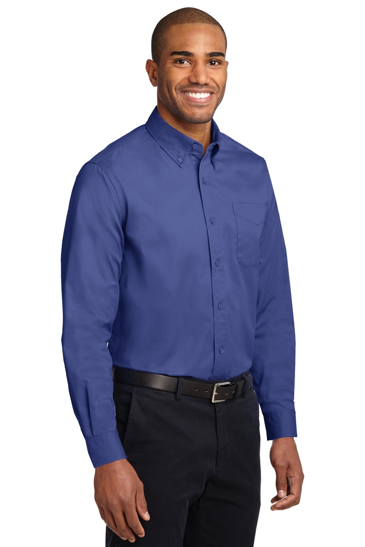 Mediter. Blue Port Authority Long Sleeve Easy Care Shirt S608