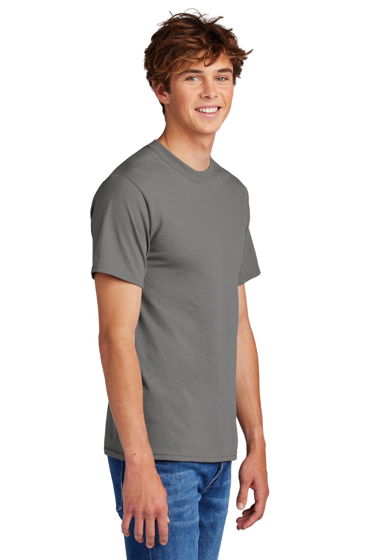 Medium Grey Port & Co Core Blend Tee. PC55