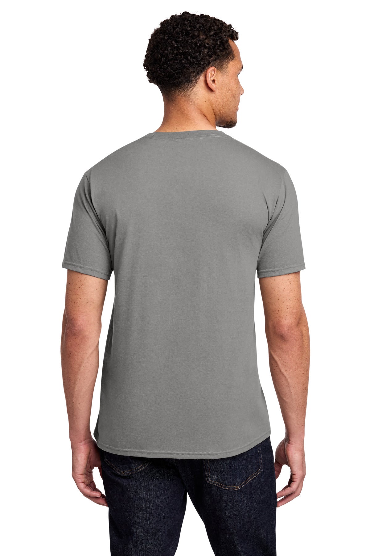 Medium Grey Port & Co Fan Favorite Tee. PC450