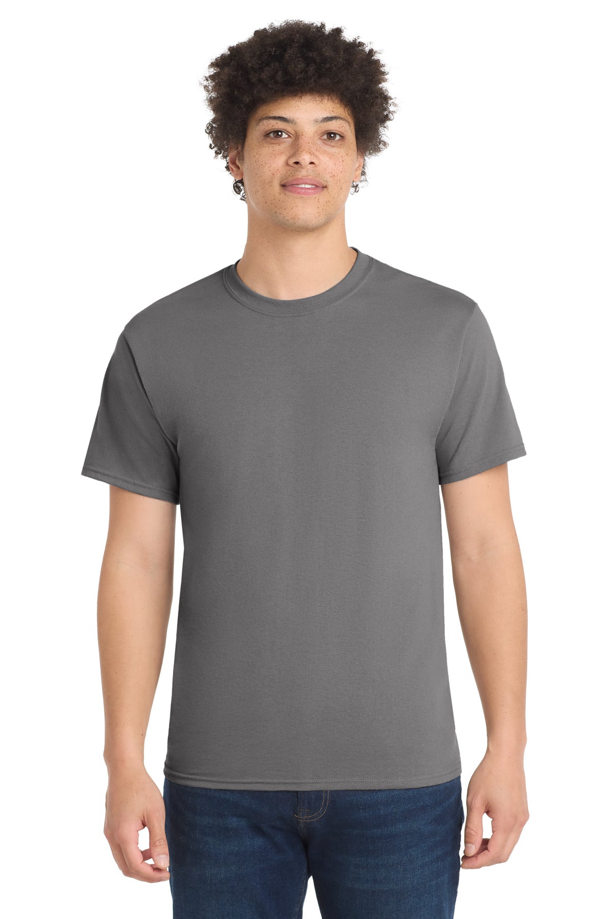 Medium Grey Port & Co Tall Core Blend Tee. PC55T