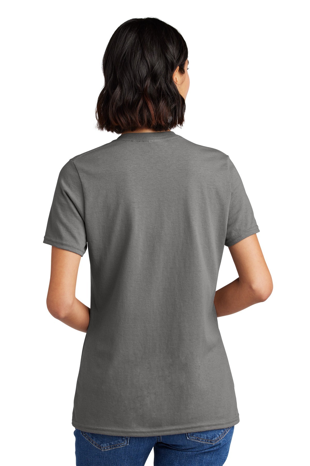 Medium Grey Port & Co Women's Core Cotton V-Neck Tee. LPC54V