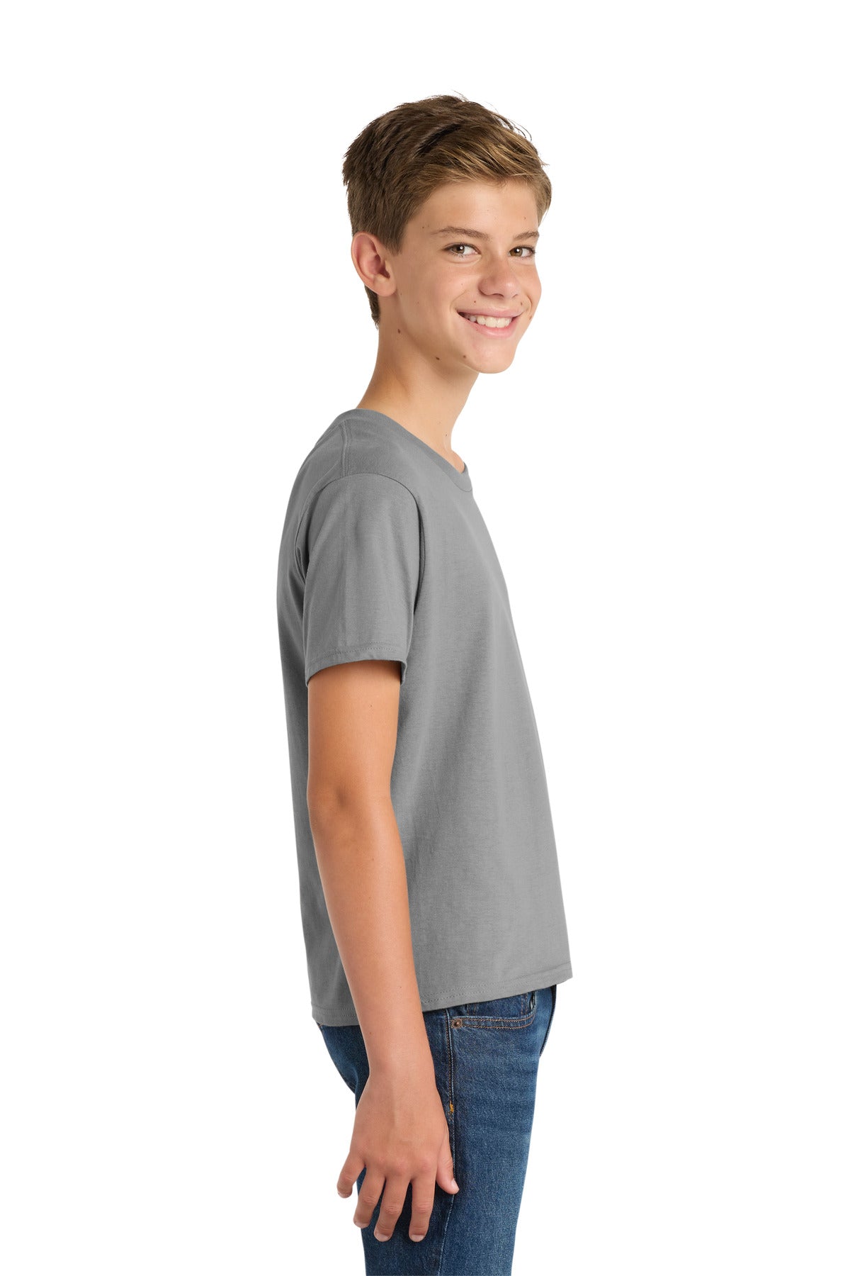 Medium Grey Port & Co Youth Fan Favorite Tee. PC450Y