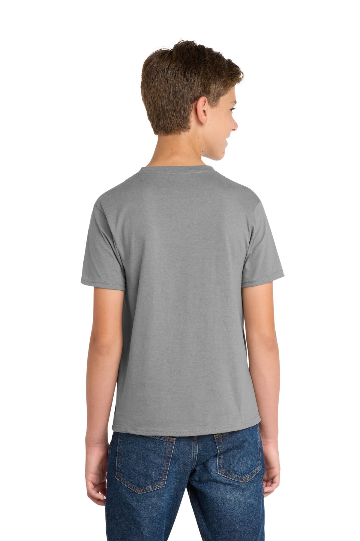 Medium Grey Port & Co Youth Fan Favorite Tee. PC450Y