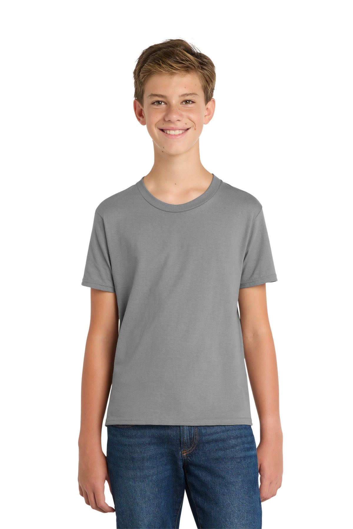 Medium Grey Port & Co Youth Fan Favorite Tee. PC450Y