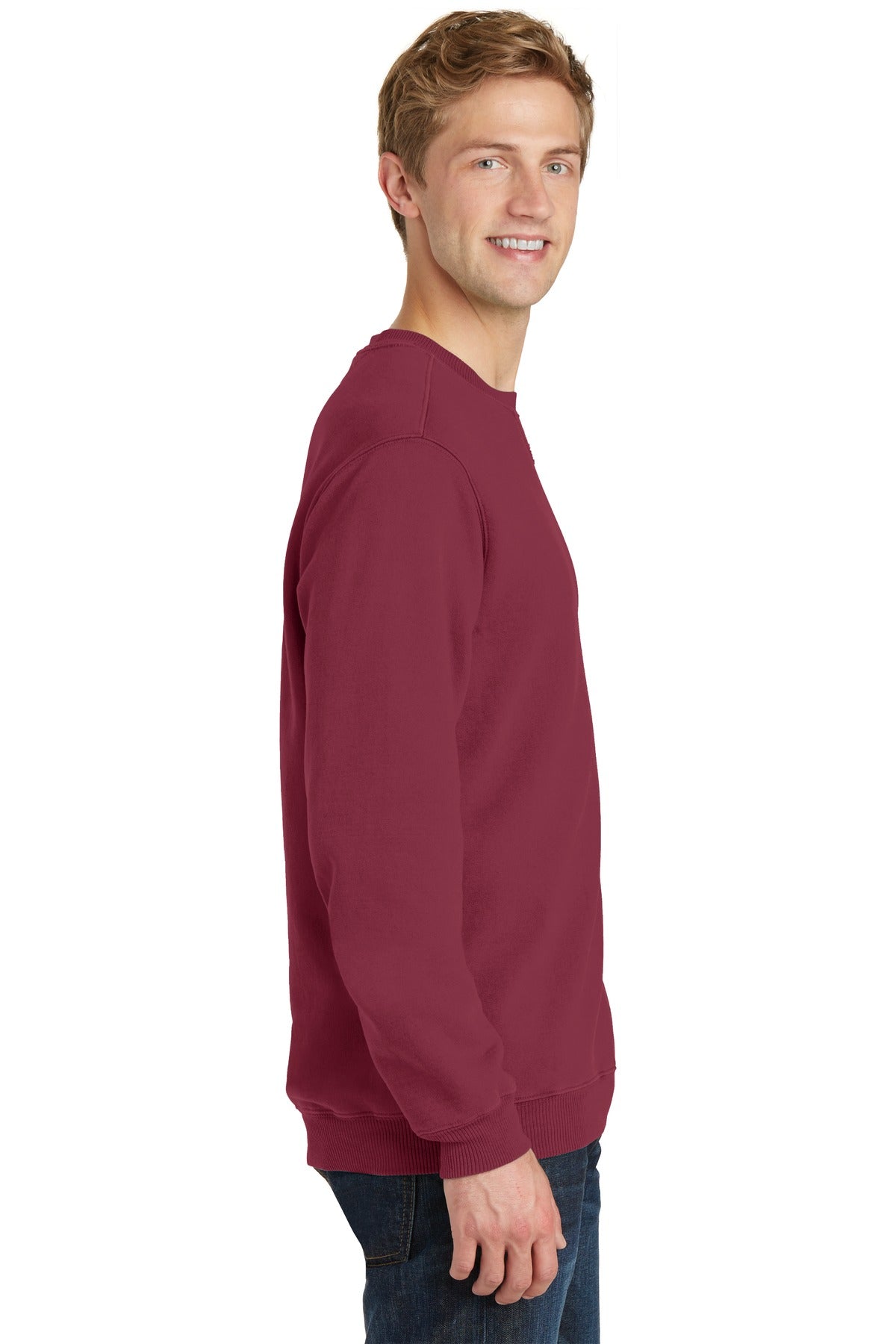 Merlot Port & Co Beach Wash Garment-Dyed Crewneck Sweatshirt PC098