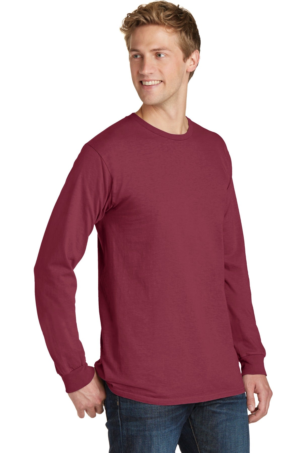 Merlot Port & Co Beach Wash Garment-Dyed Long Sleeve Tee PC099LS