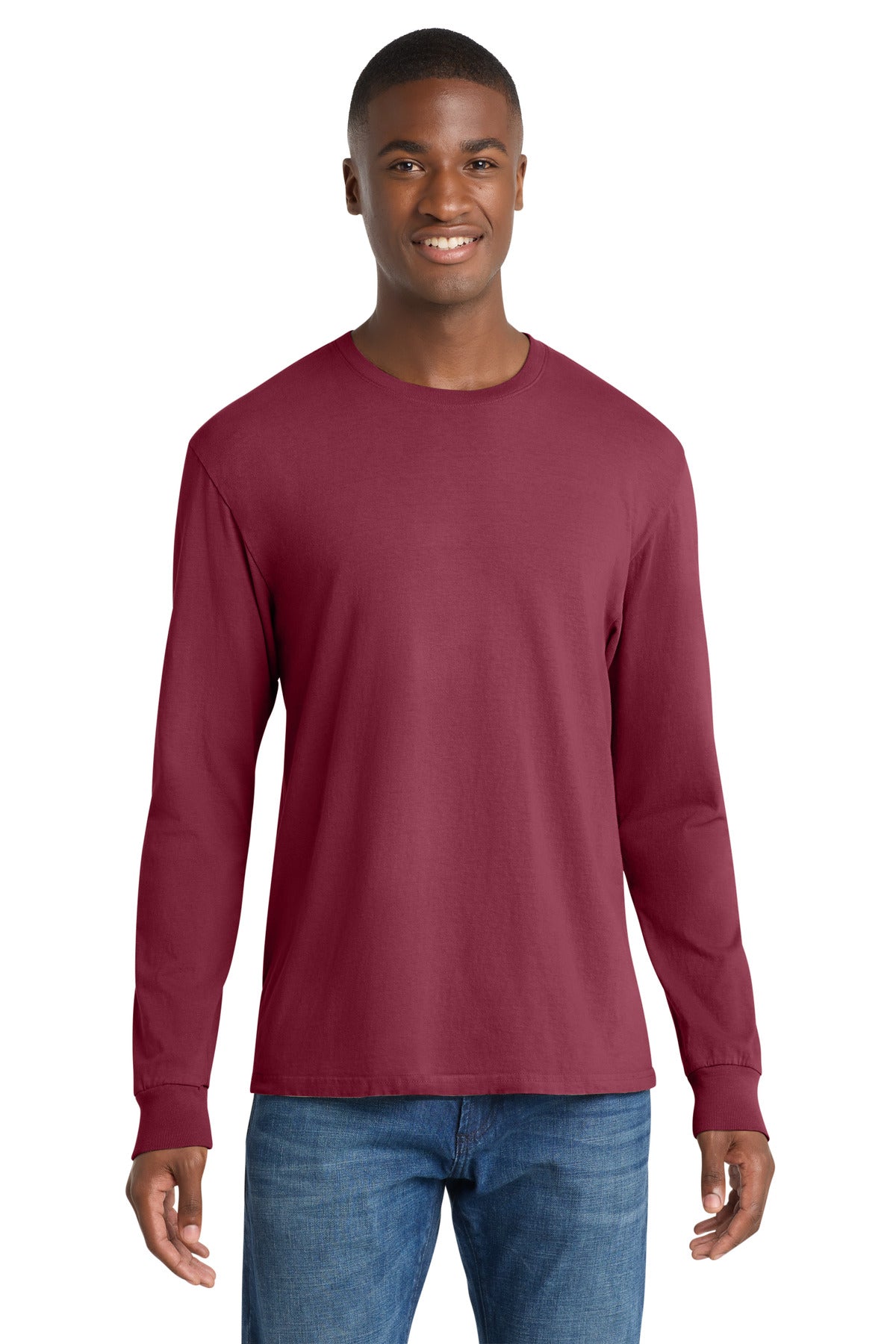 Merlot Port & Co Beach Wash Garment-Dyed Long Sleeve Tee PC099LS