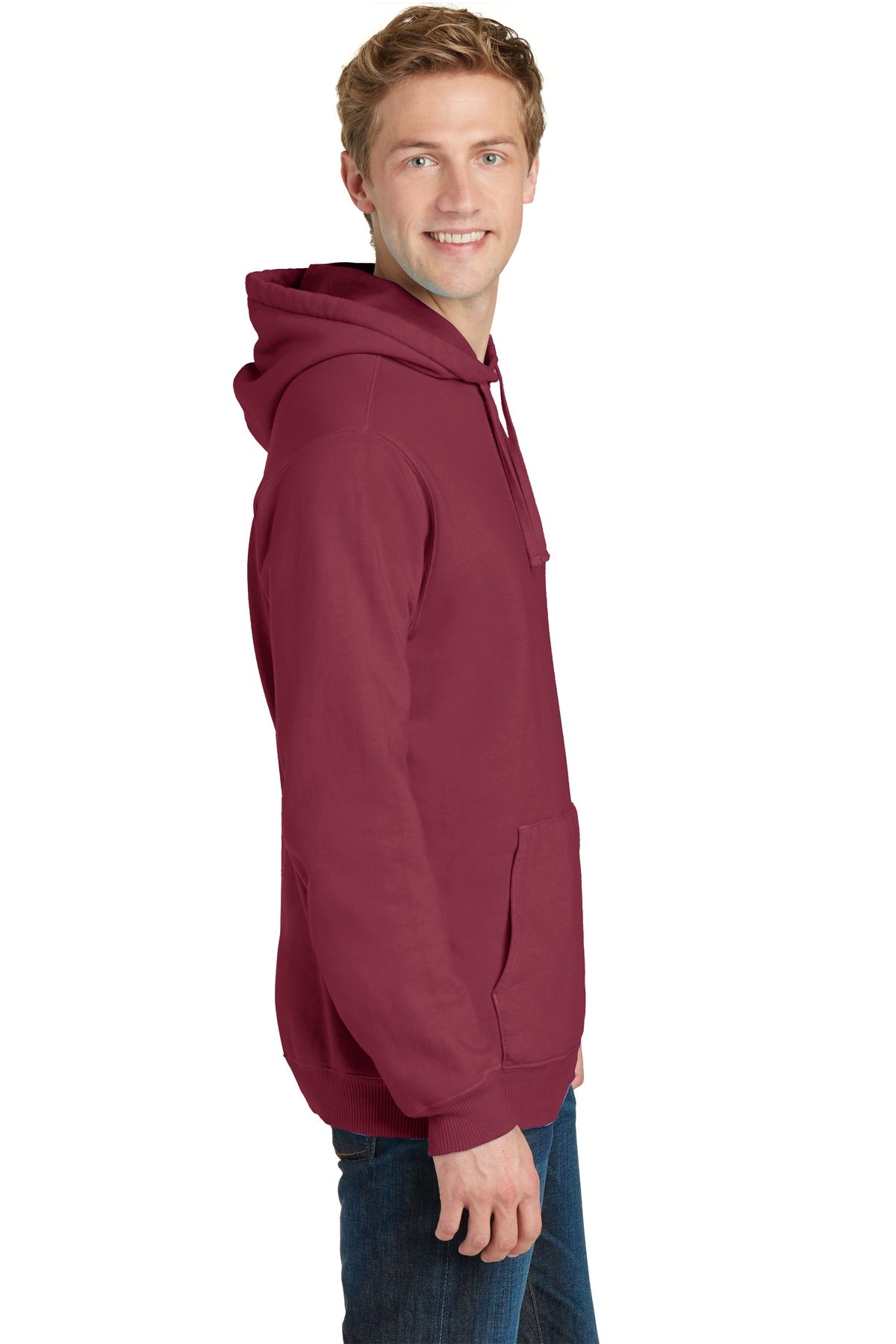 Merlot Port & Co Beach Wash Garment-Dyed Pullover Hooded Sweatshirt. PC098H