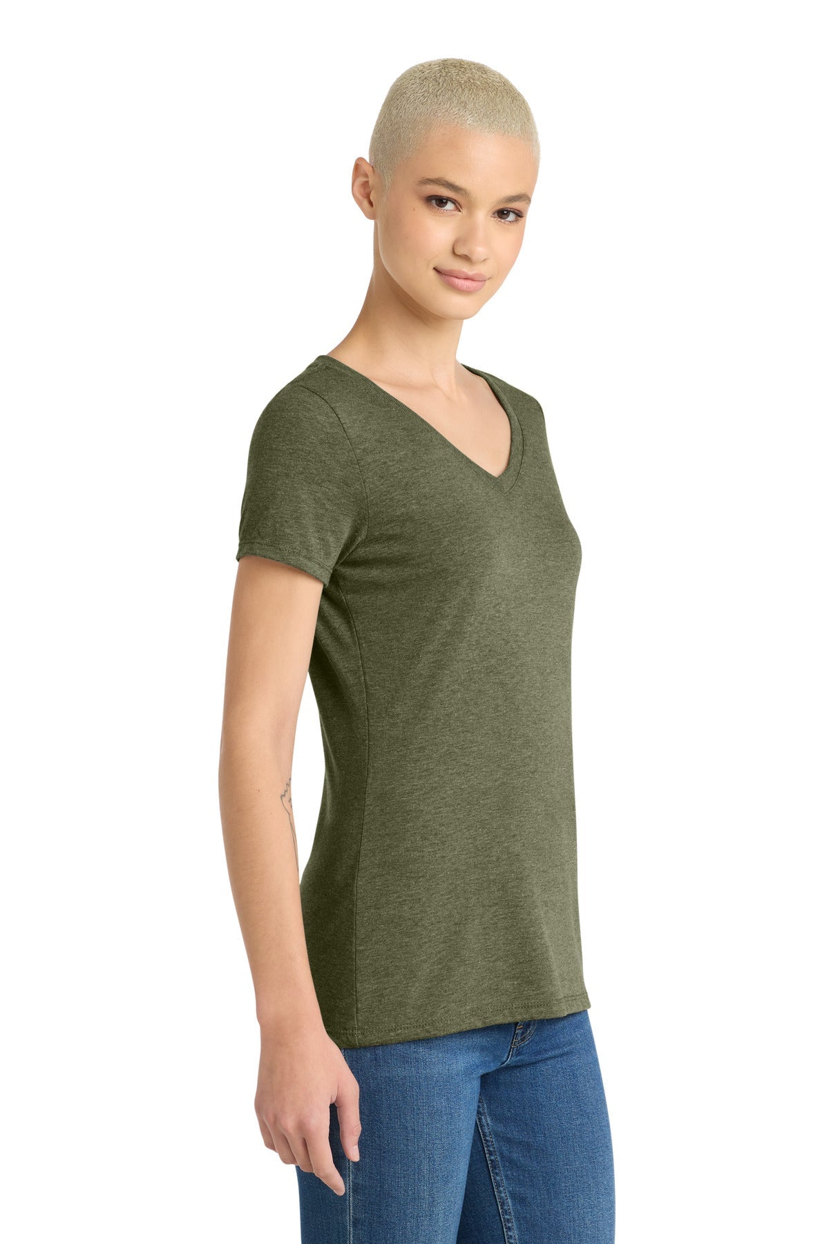 MilGrnFst District Women's Perfect Tri V-Neck Tee. DM1350L