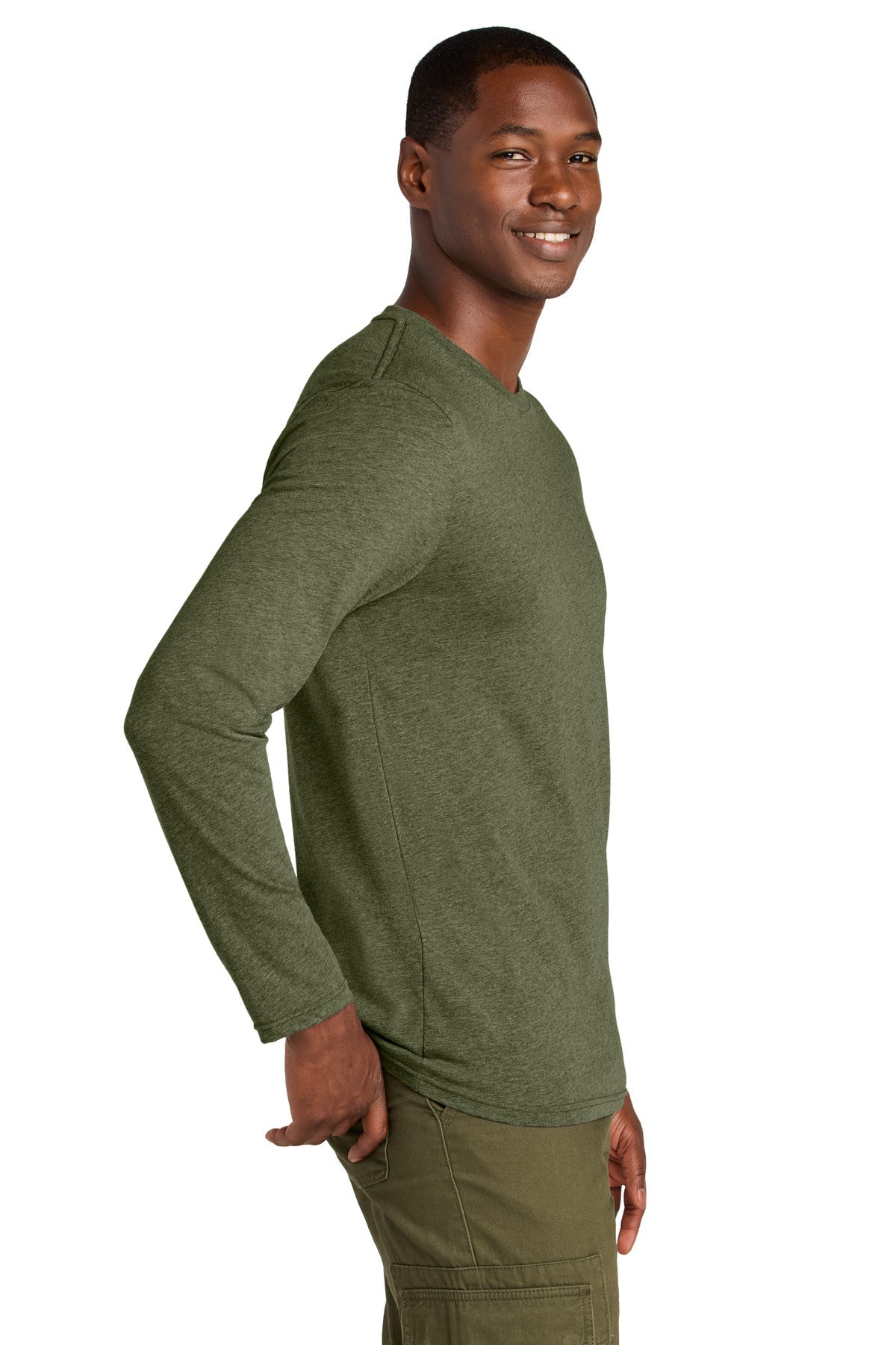 MilGrnHtr District Perfect Weight CVC Long Sleeve Tee DT185
