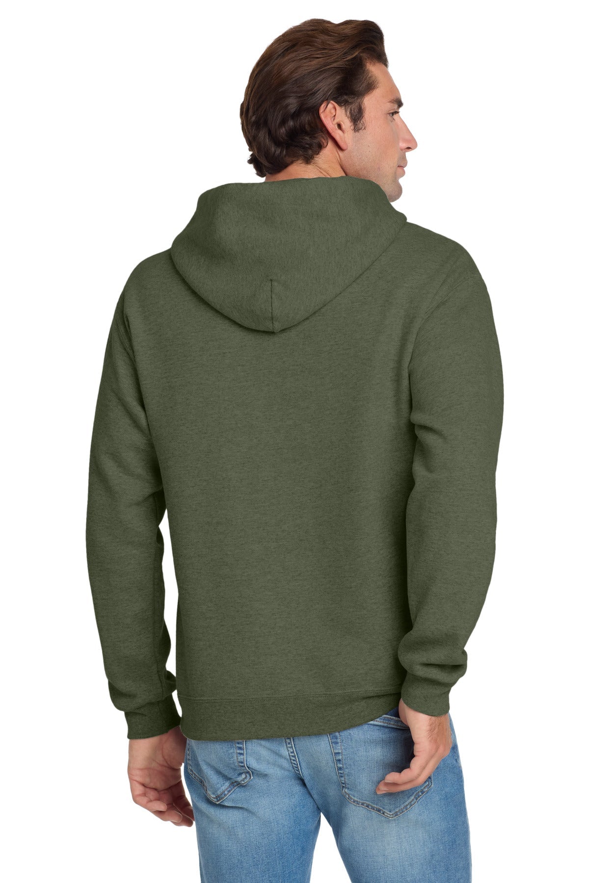 MilGrnHtr Jerzees NuBlend Pullover Hooded Sweatshirt. 996M