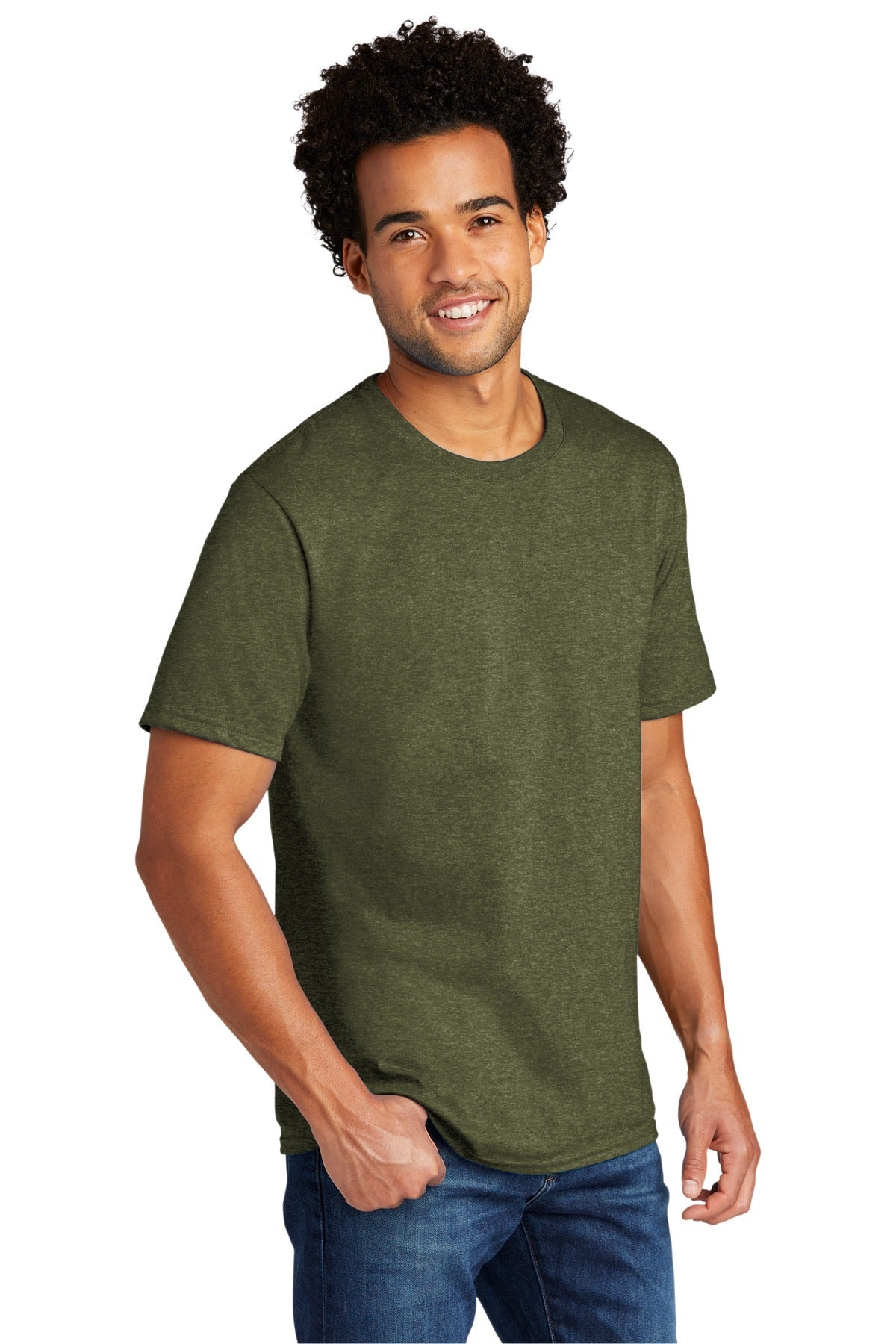 MilGrnHtr Port & Co Tri-Blend Tee. PC330