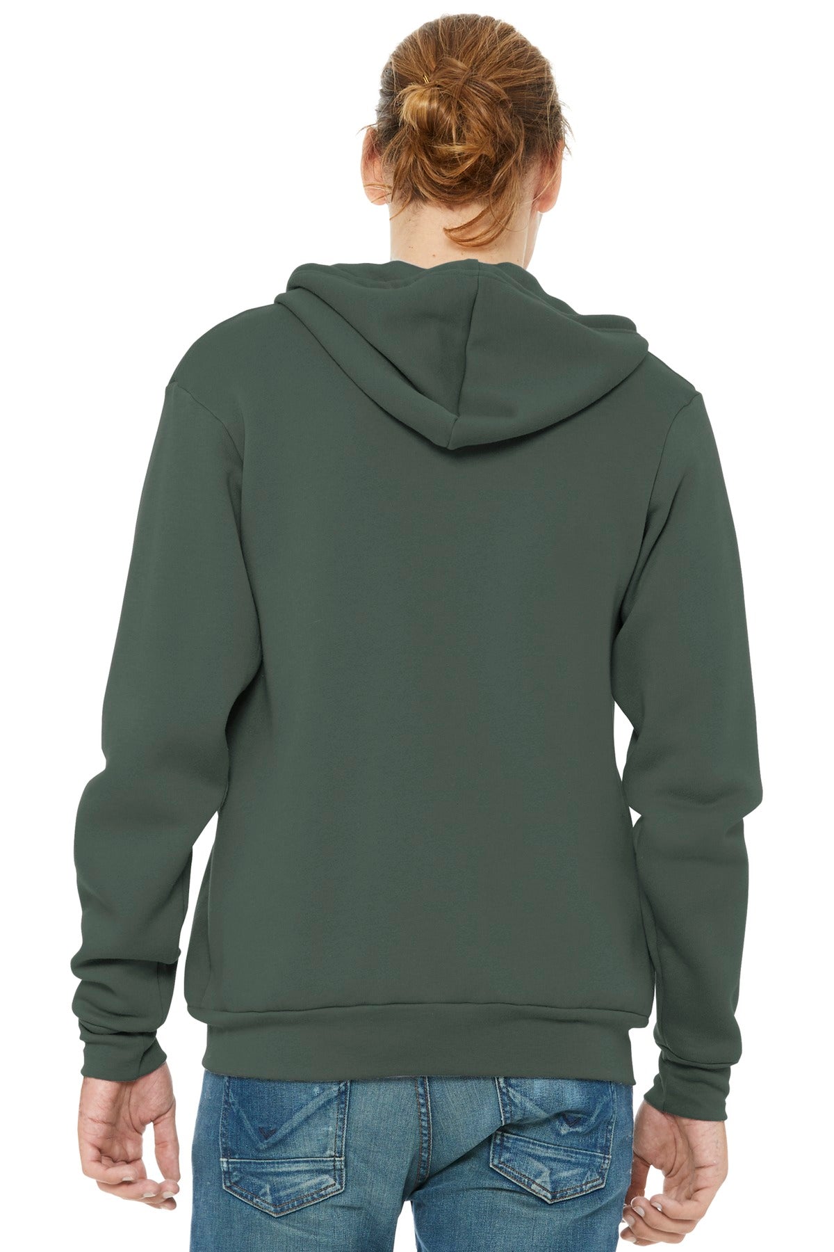 Military Green BELLA+CANVAS Unisex Sponge Fleece Full-Zip Hoodie. BC3739