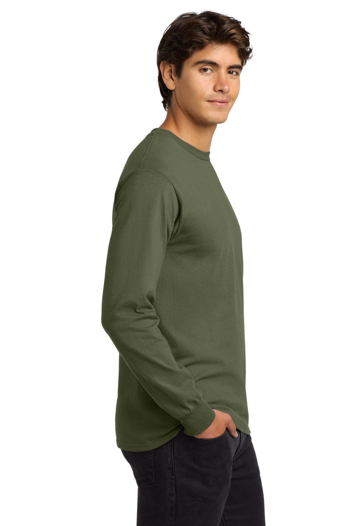 Military Green Gildan - Ultra Cotton 100% US Cotton Long Sleeve T-Shirt. G2400