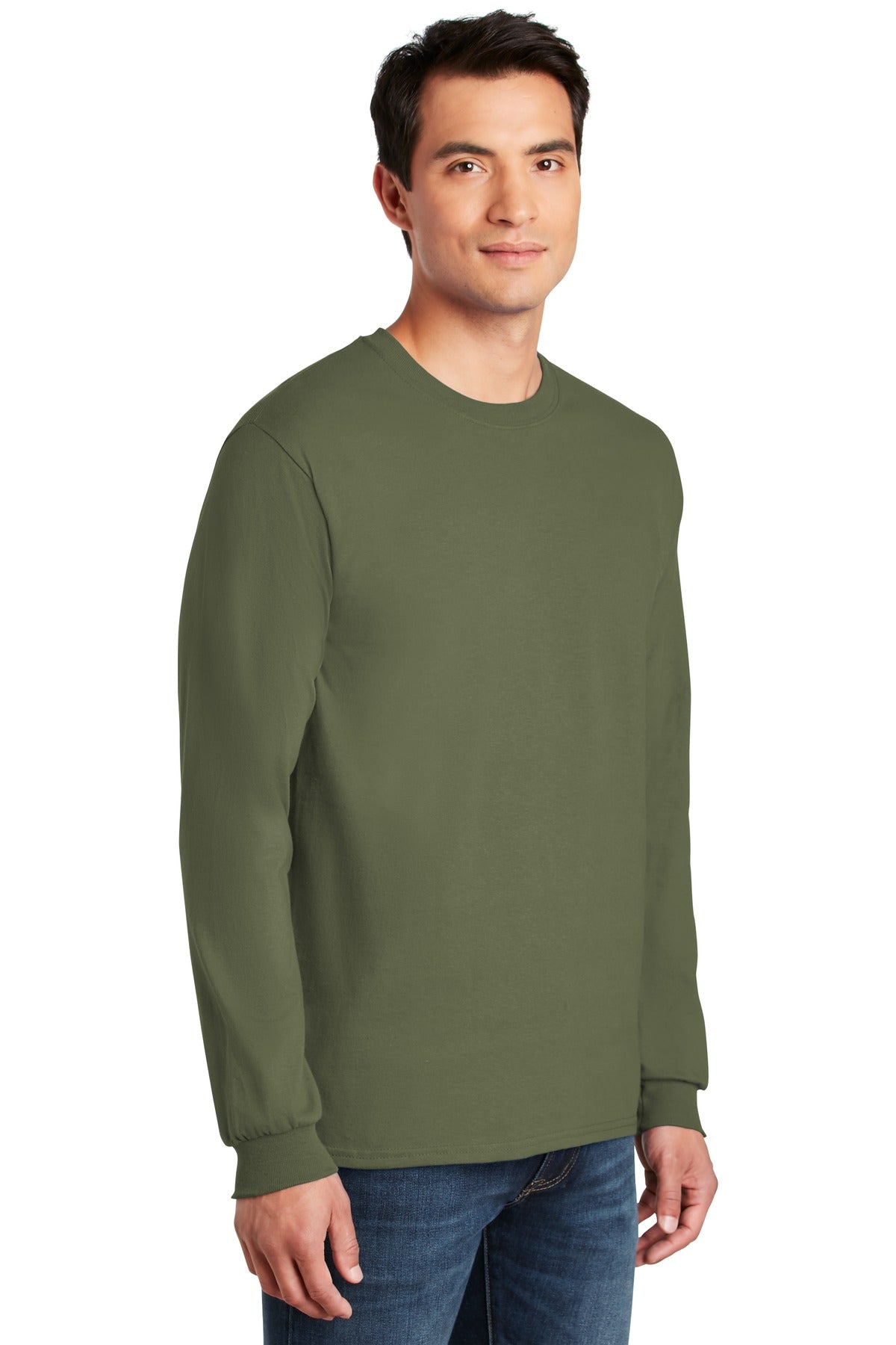 Military Green Gildan - Ultra Cotton 100% US Cotton Long Sleeve T-Shirt. G2400