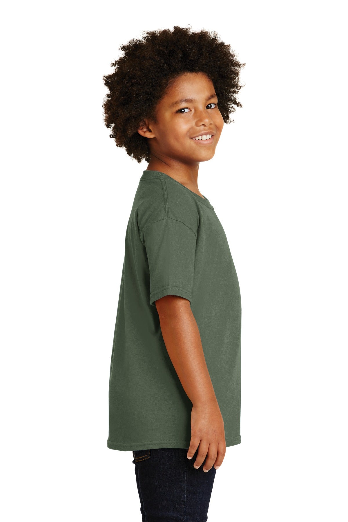 Military Green Gildan - Youth Heavy Cotton 100% Cotton T-Shirt. 5000B