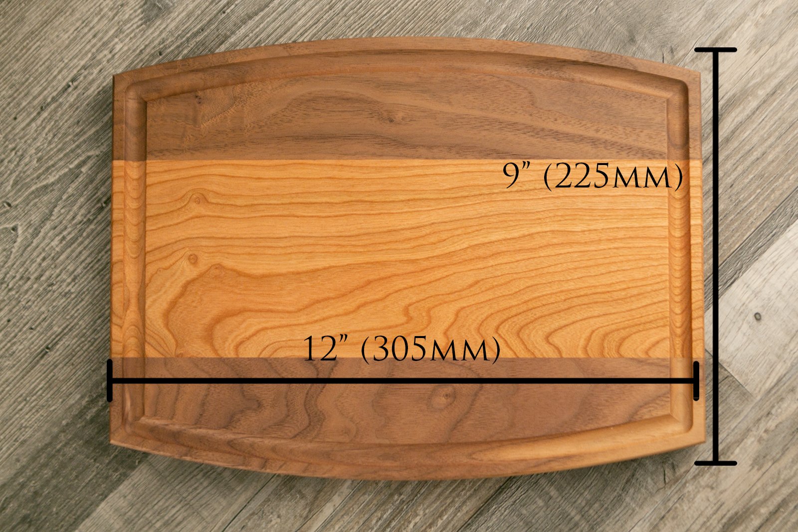 Multi-Species Charcuterie/Cutting Board - 9"x12" Arched with Juice Groove - Etchified-Etchified-WCMS34