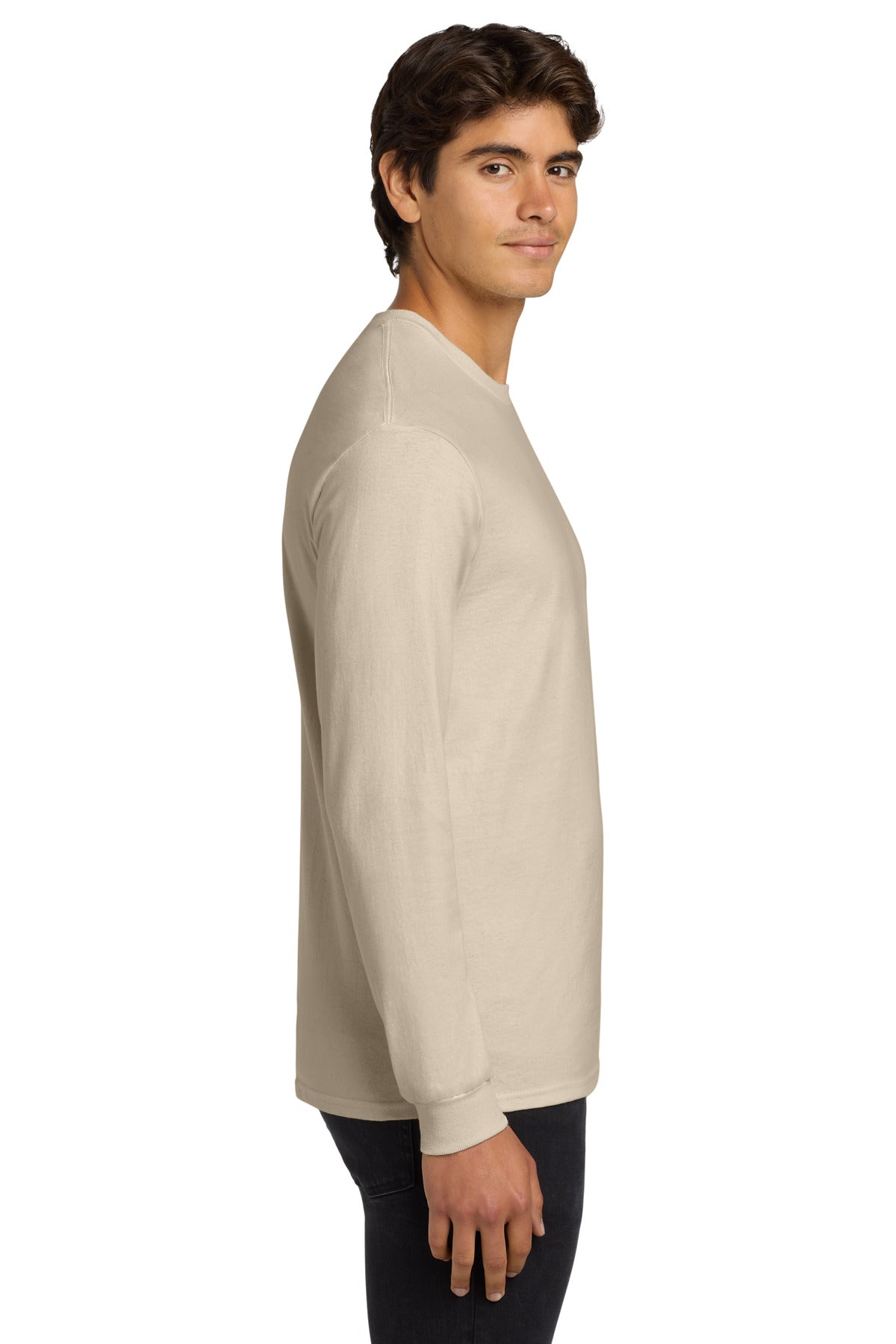 Natural Gildan - Ultra Cotton 100% US Cotton Long Sleeve T-Shirt. G2400