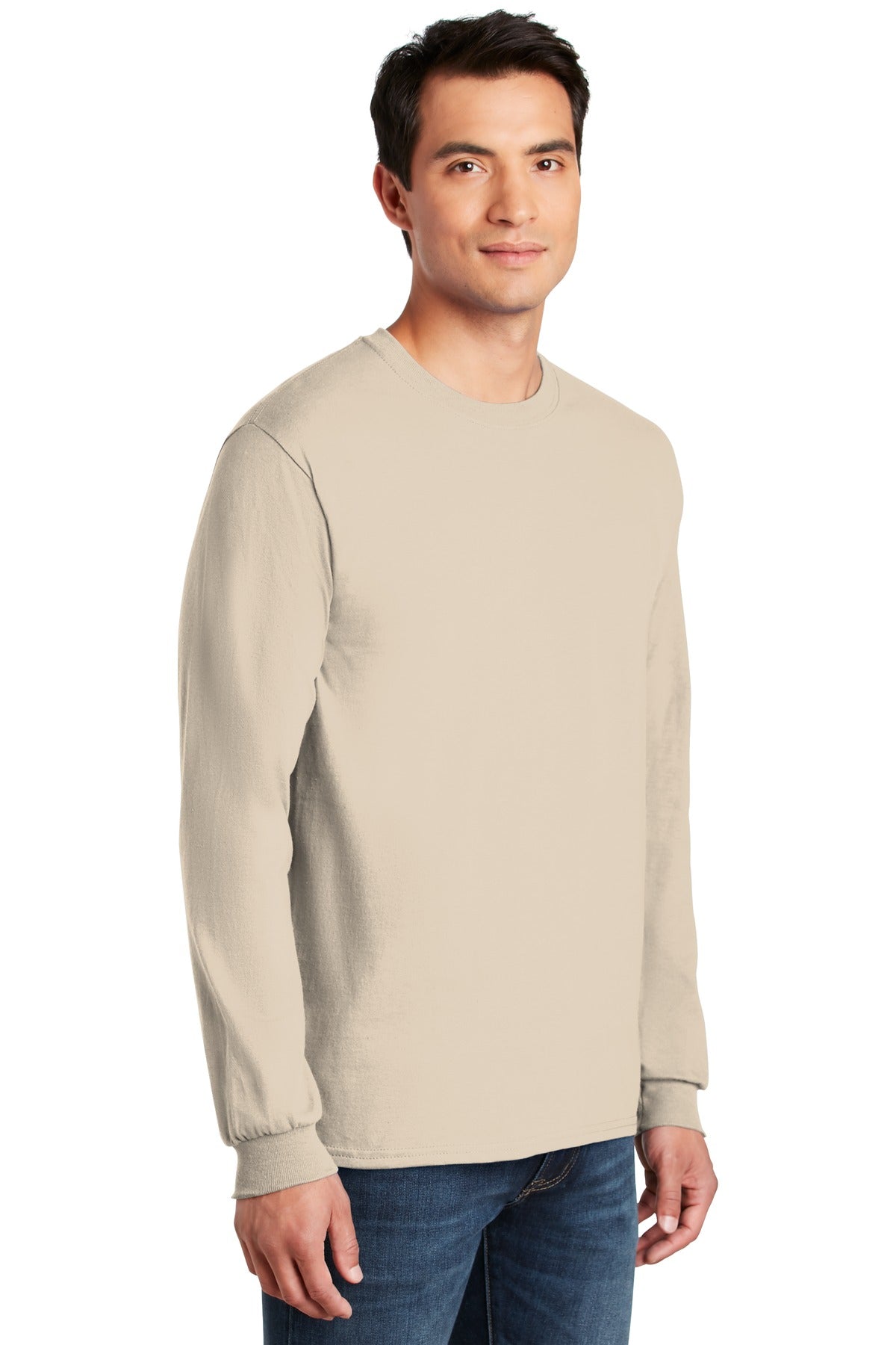 Natural Gildan - Ultra Cotton 100% US Cotton Long Sleeve T-Shirt. G2400