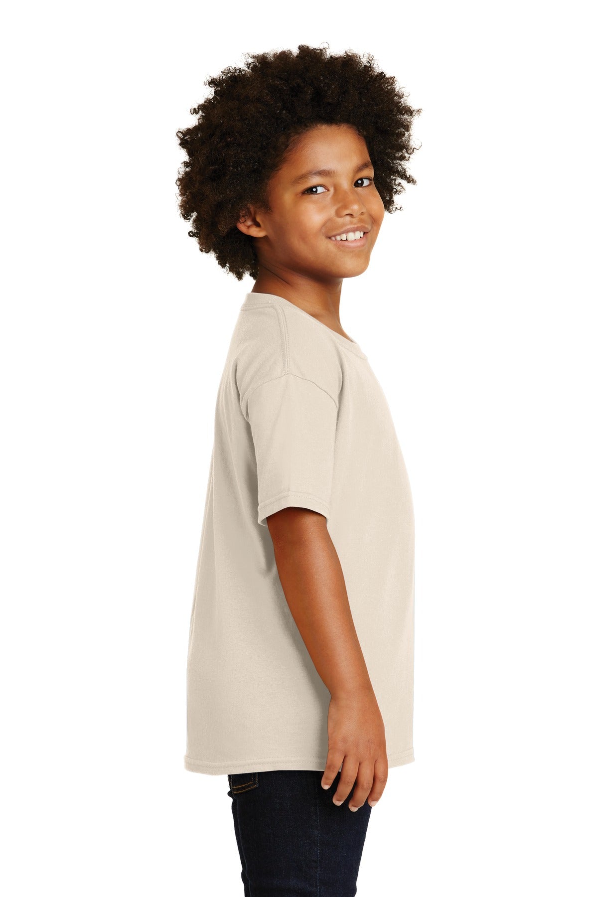 Natural Gildan - Youth Heavy Cotton 100% Cotton T-Shirt. 5000B