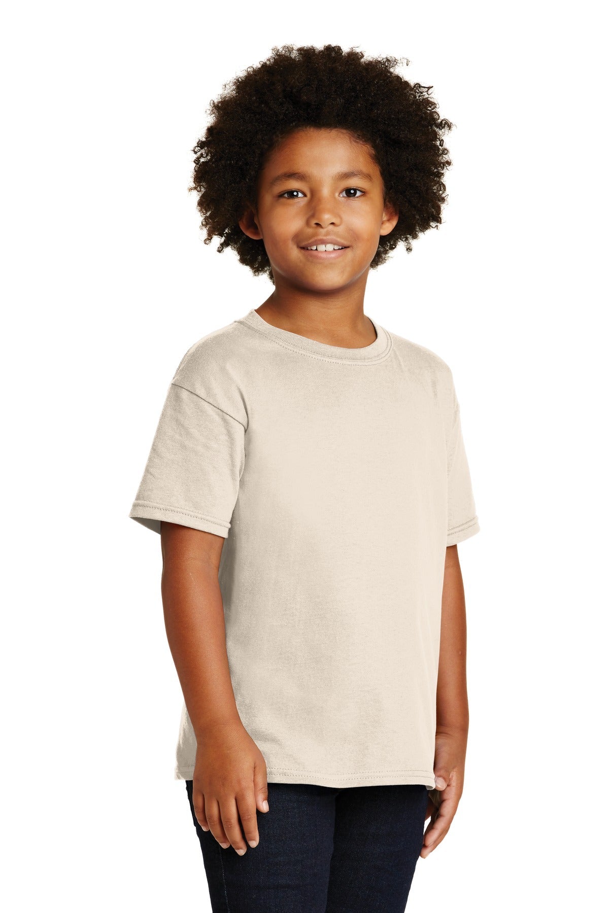Natural Gildan - Youth Heavy Cotton 100% Cotton T-Shirt. 5000B