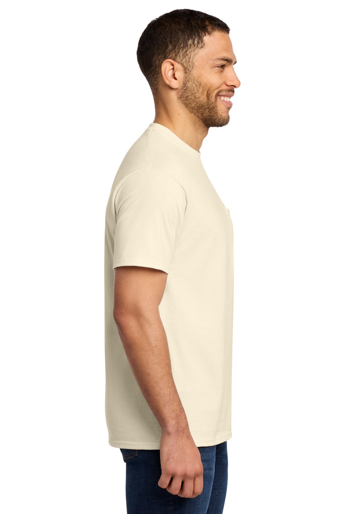 Natural Port & Co Essential Pocket Tee. PC61P