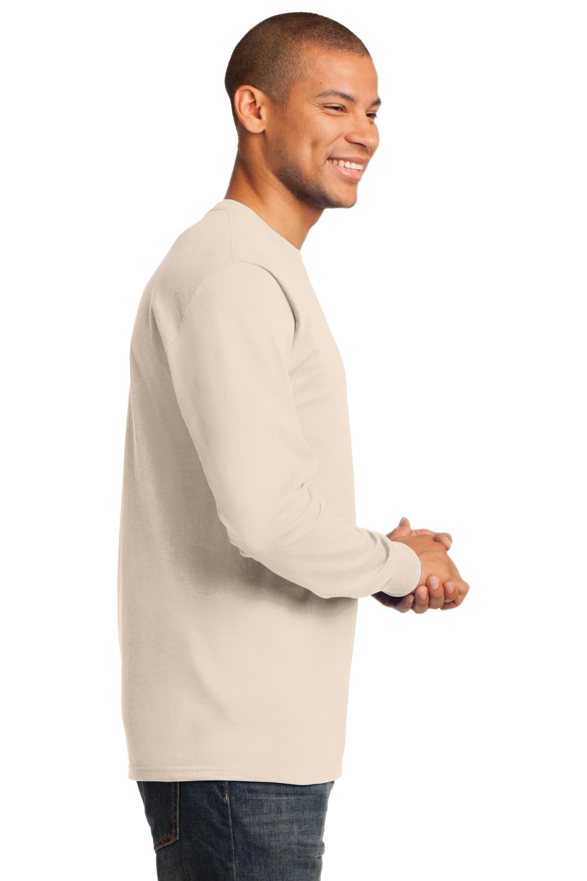 Natural Port & Co Long Sleeve Essential Tee. PC61LS