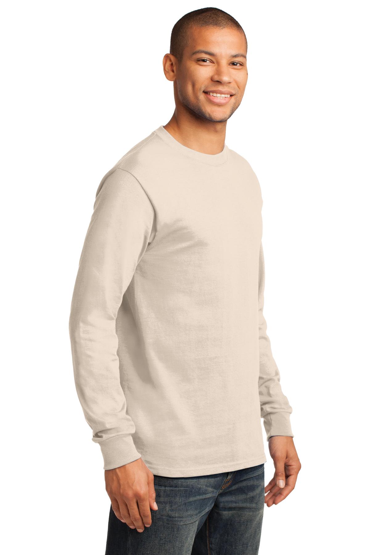 Natural Port & Co Long Sleeve Essential Tee. PC61LS