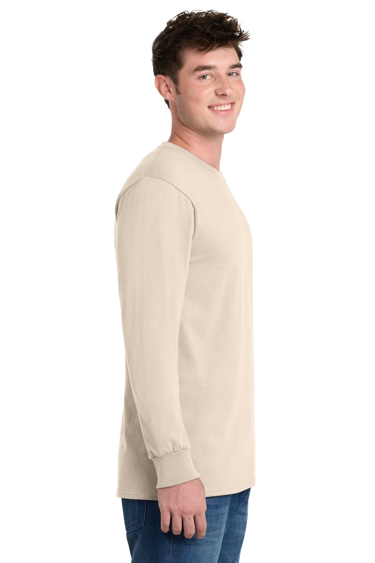 Natural Port & Co Long Sleeve Essential Tee. PC61LS
