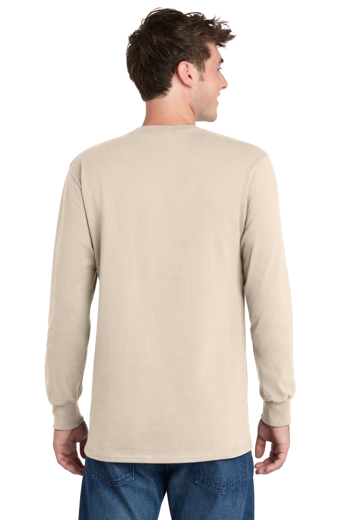 Natural Port & Co Long Sleeve Essential Tee. PC61LS